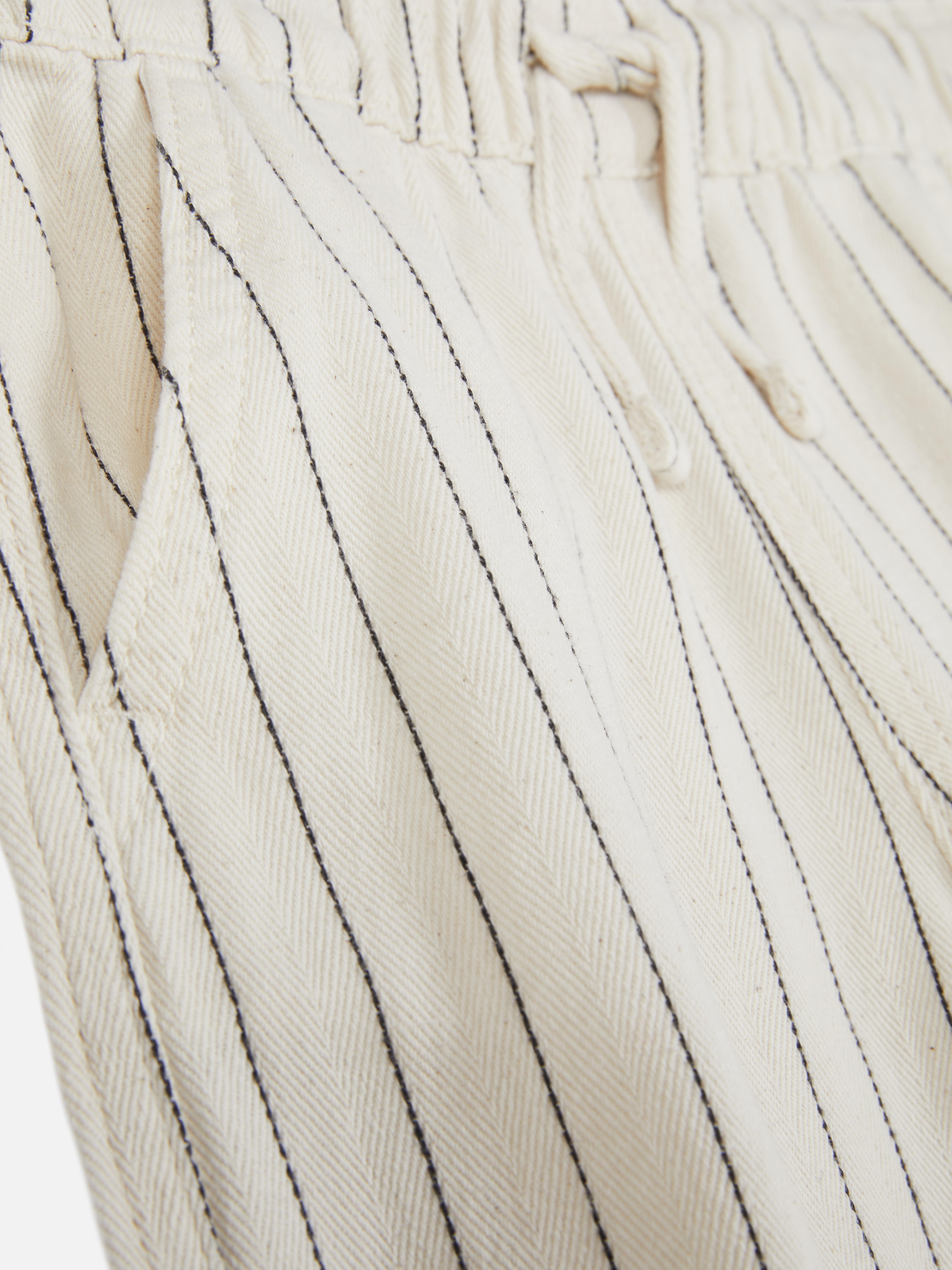 Stripe Herringbone Wide Leg Trousers