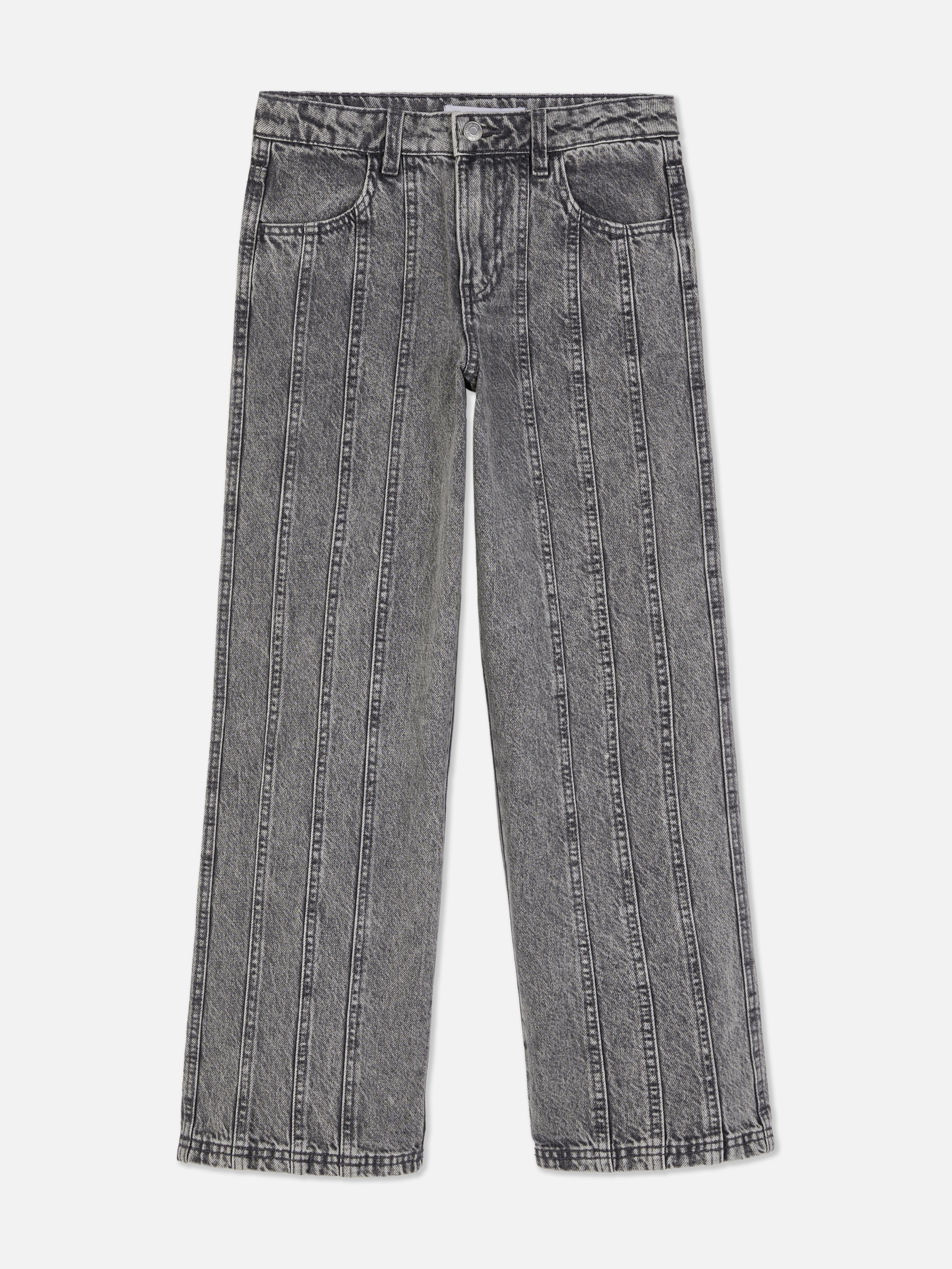 Seamed Wide Leg Denim Jeans