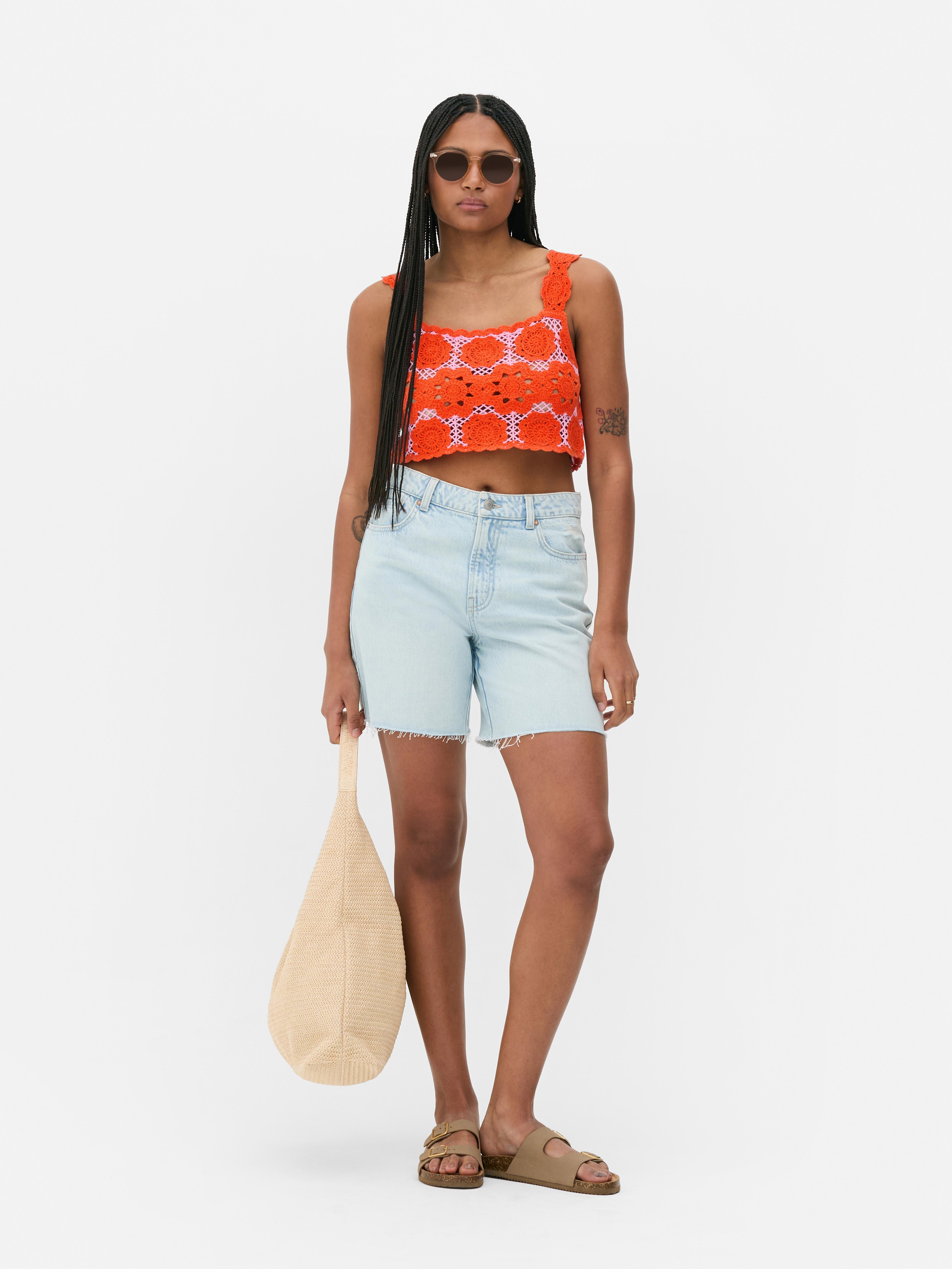 Crochet Square Neck Crop Top