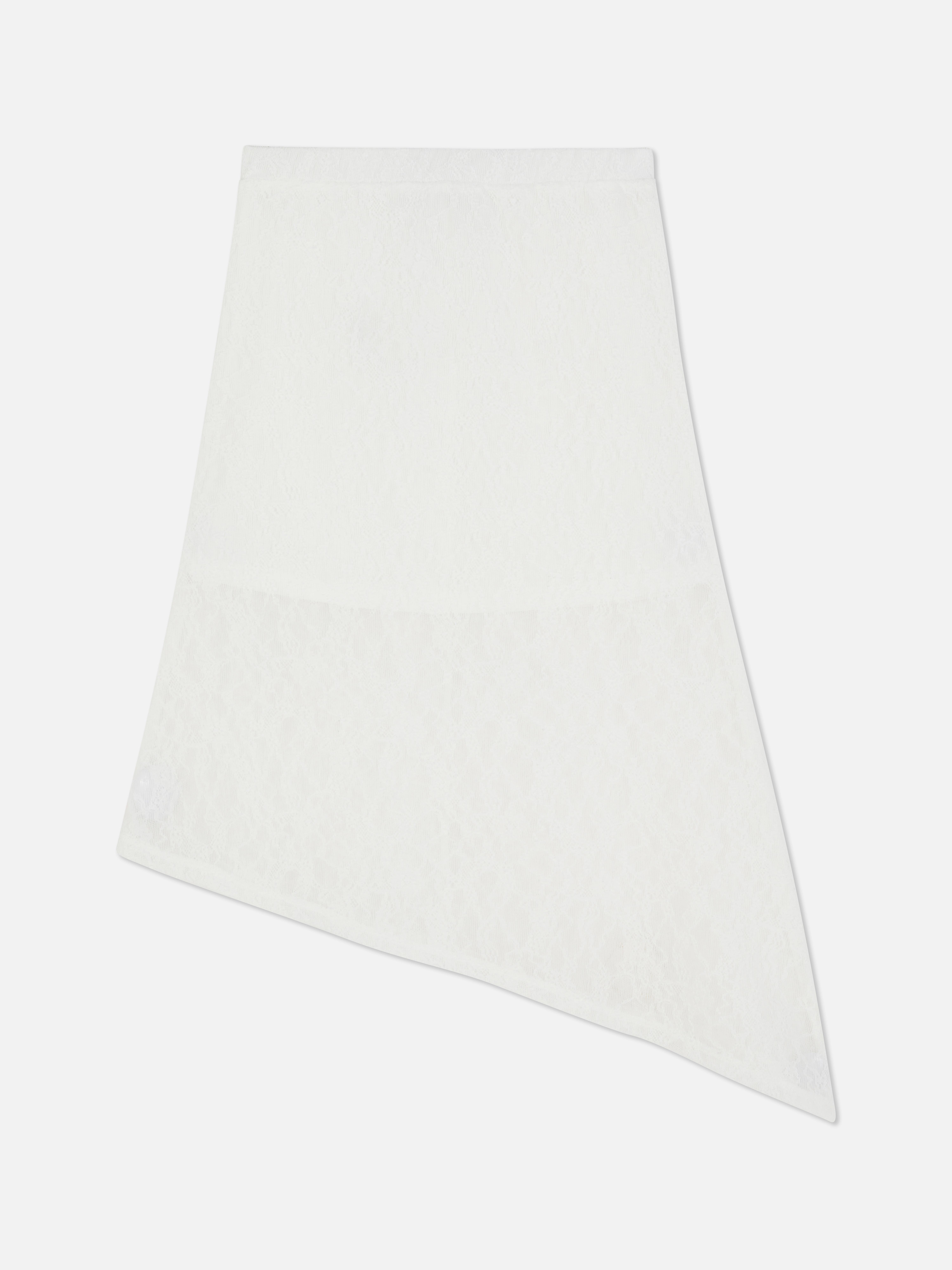 Gonna longuette in pizzo asimmetrica