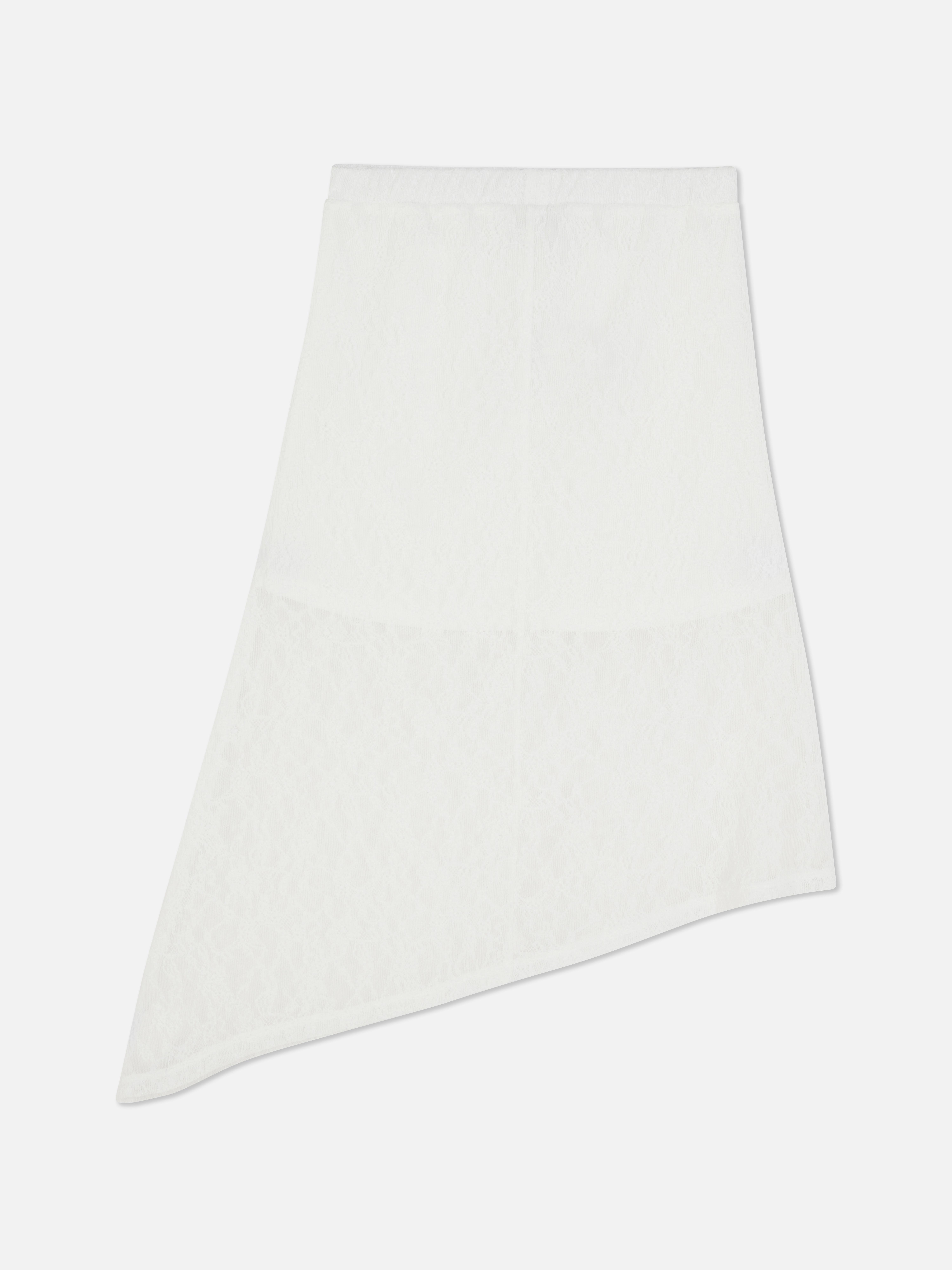Gonna longuette in pizzo asimmetrica