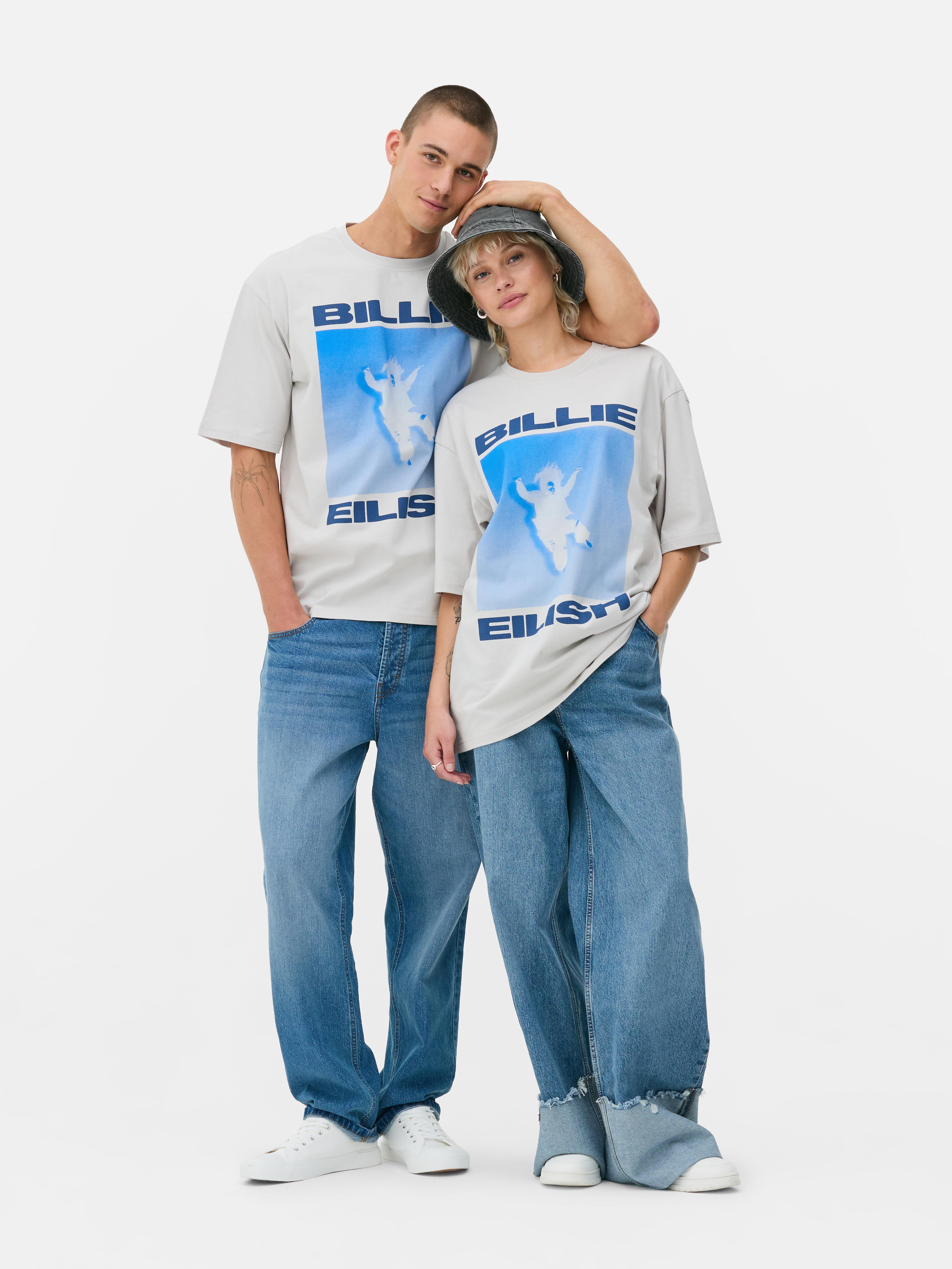 Verwaschenes „Billie Eilish“ T-Shirt mit Grafik