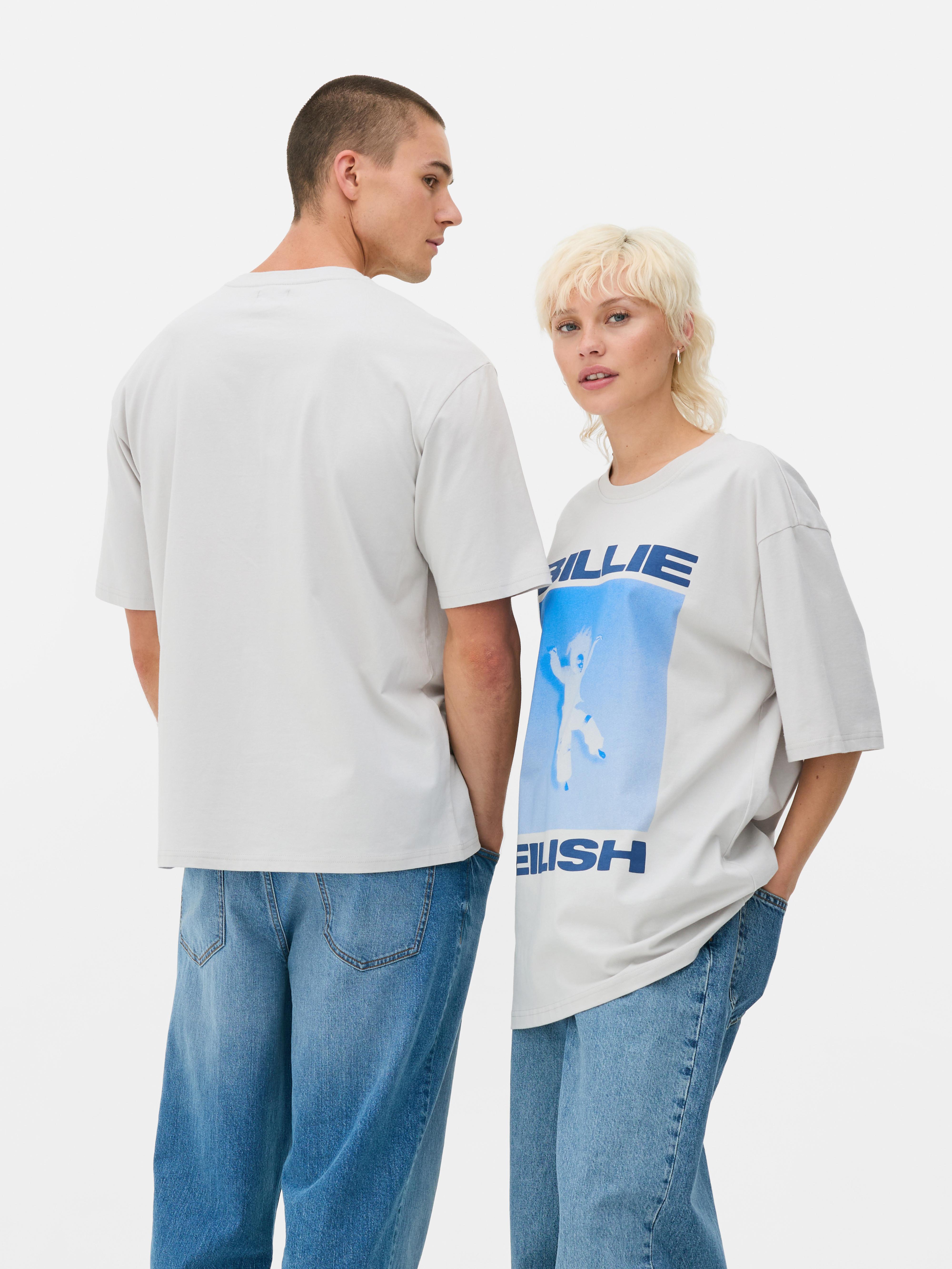 Verwaschenes „Billie Eilish“ T-Shirt mit Grafik