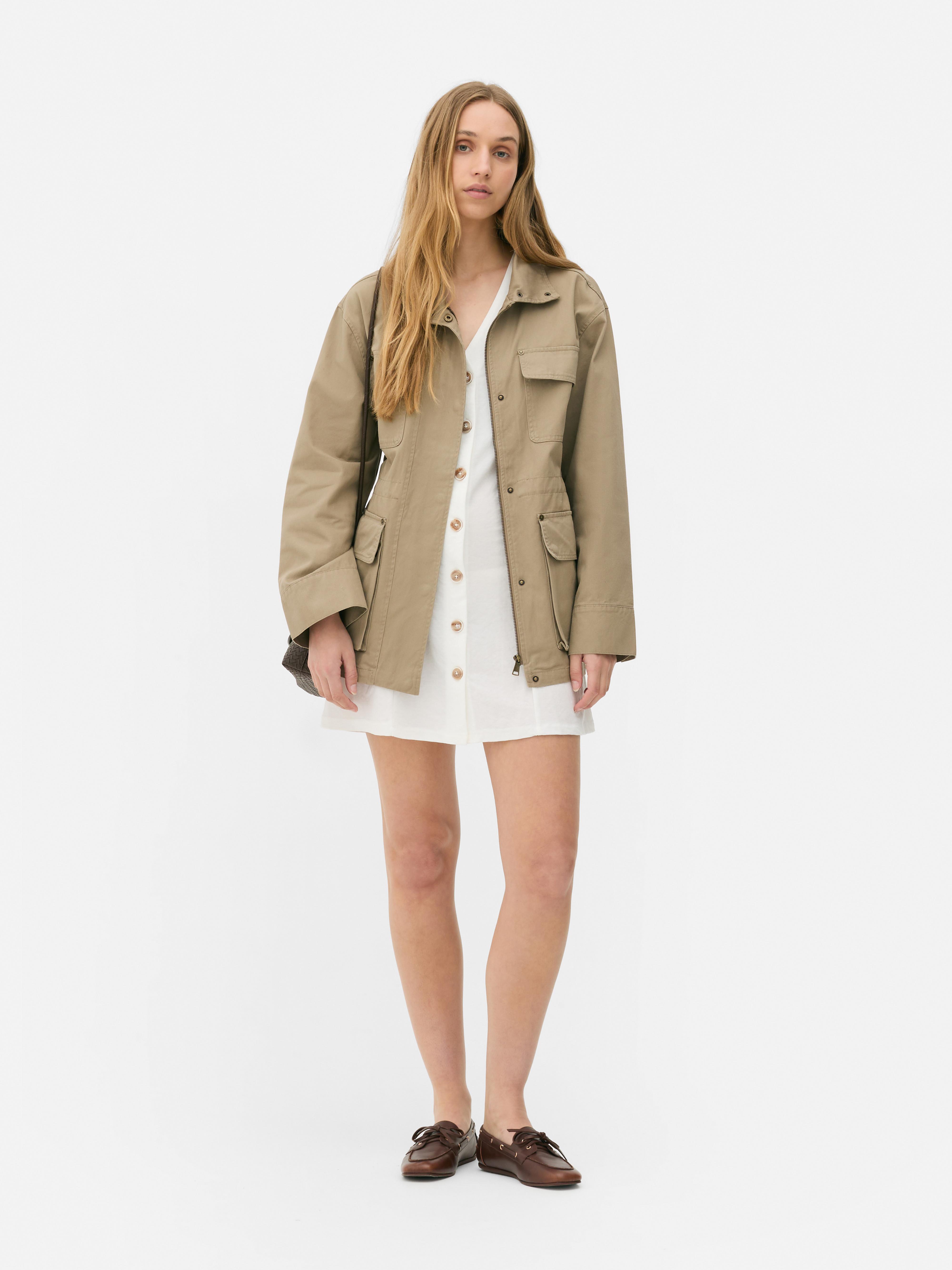 ジャケット・アウター Sillage MANTEAU COURT 3 POCHES Women's Stone Cinch Utility Jacket | Primark