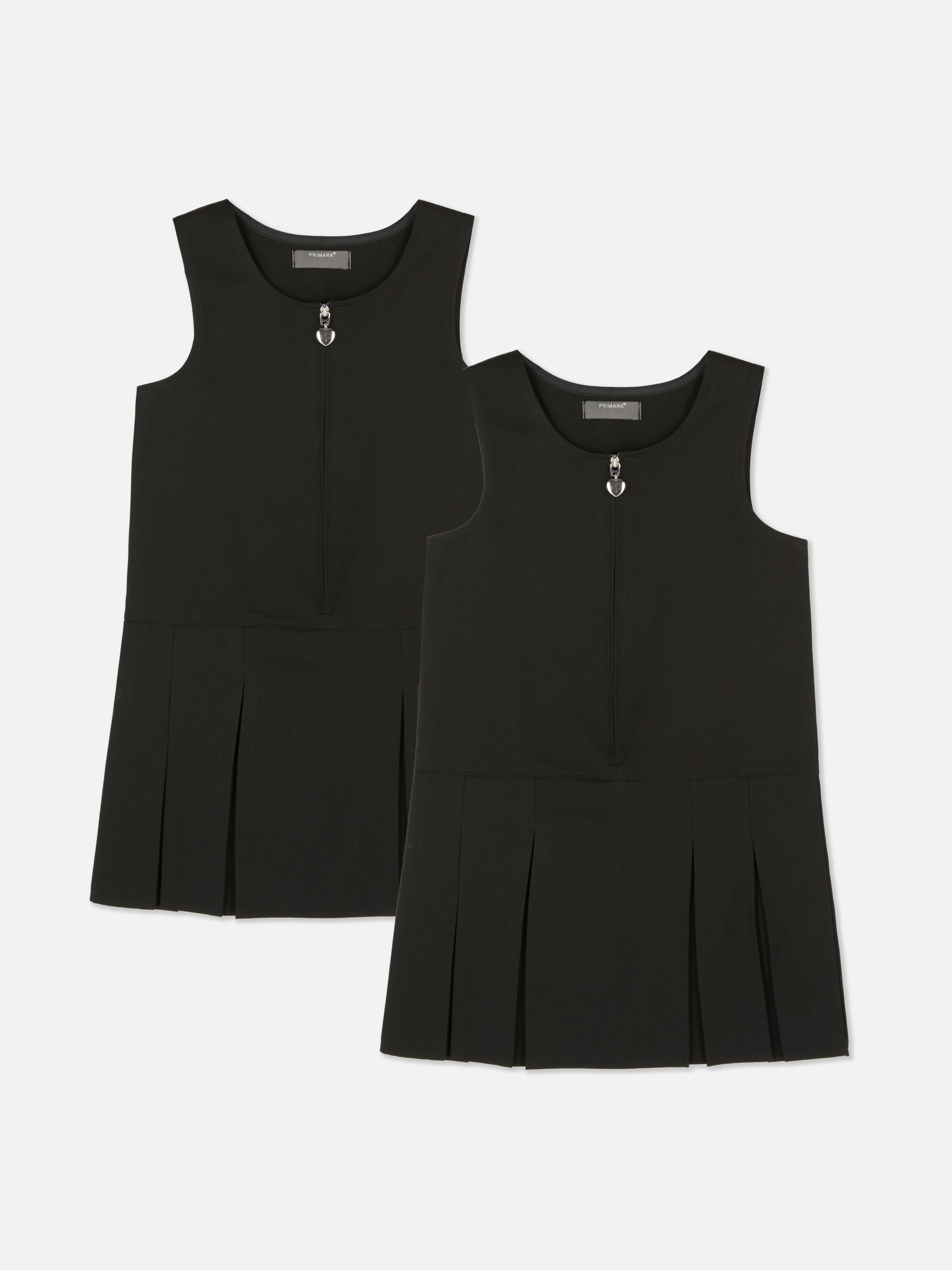 4-7yrs | 2pk Pleated School Pinafore Dresses