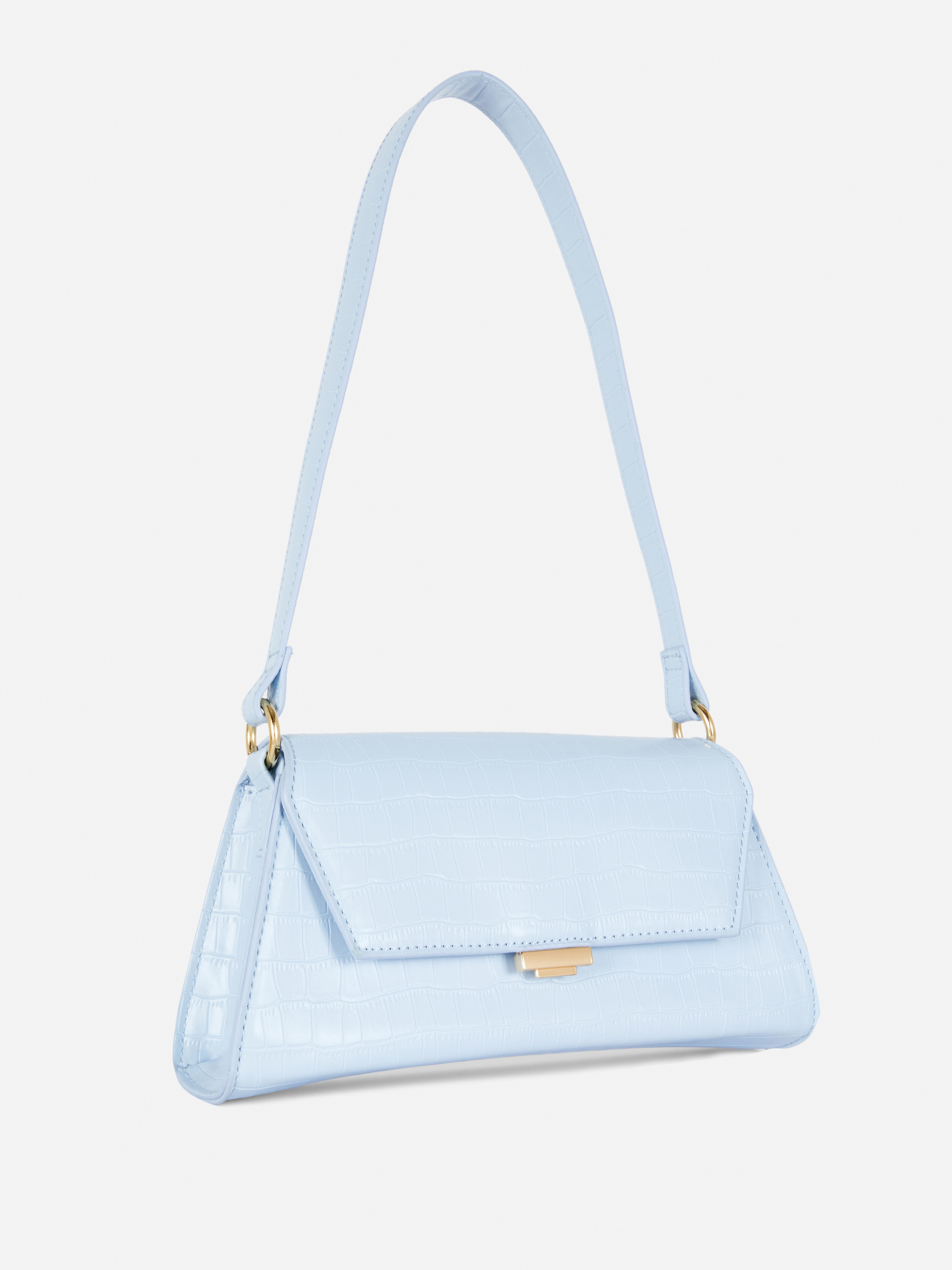 Borsa a spalla effetto coccodrillo con patta