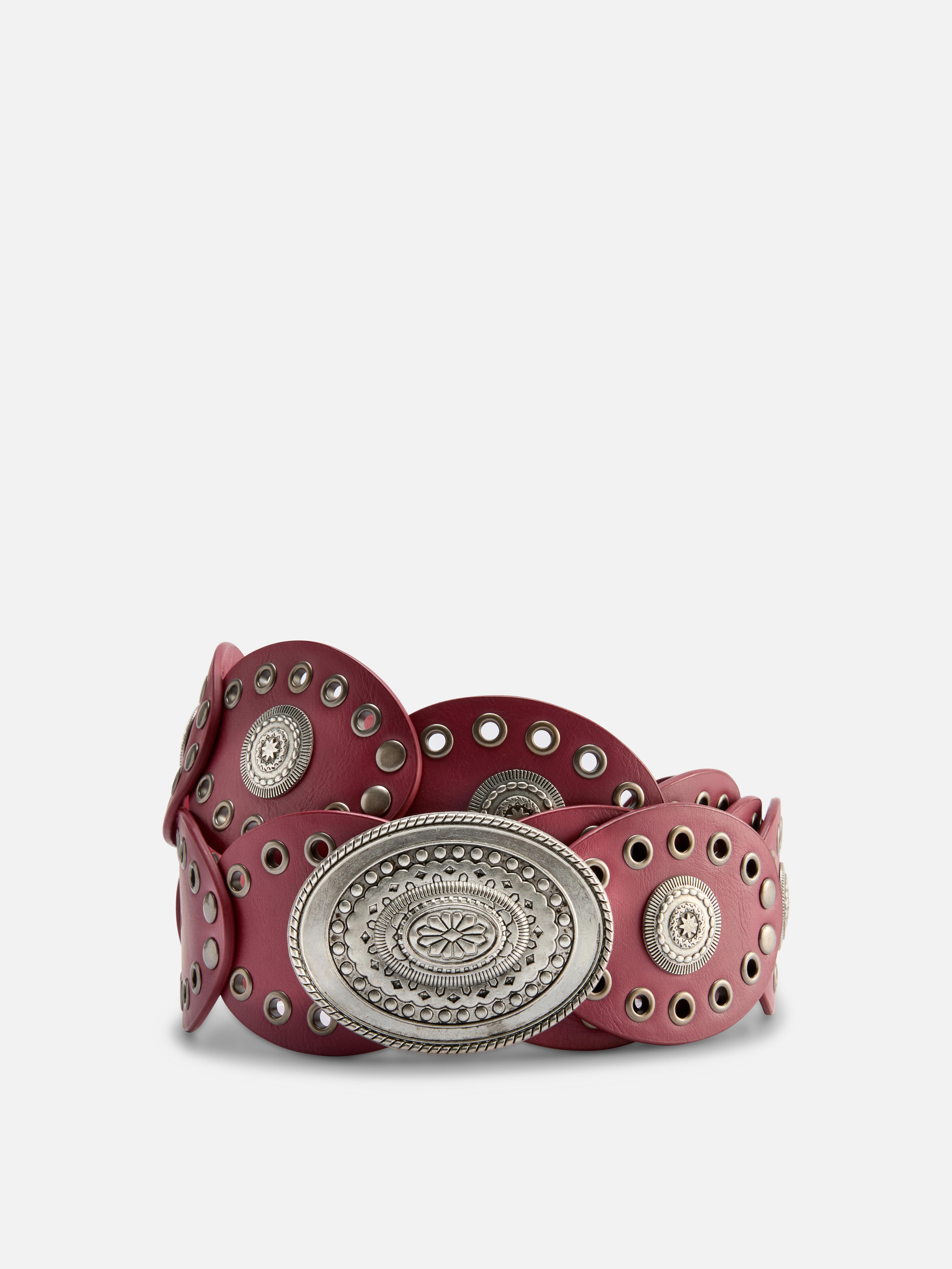 Ceinture western à disque en simili cuir