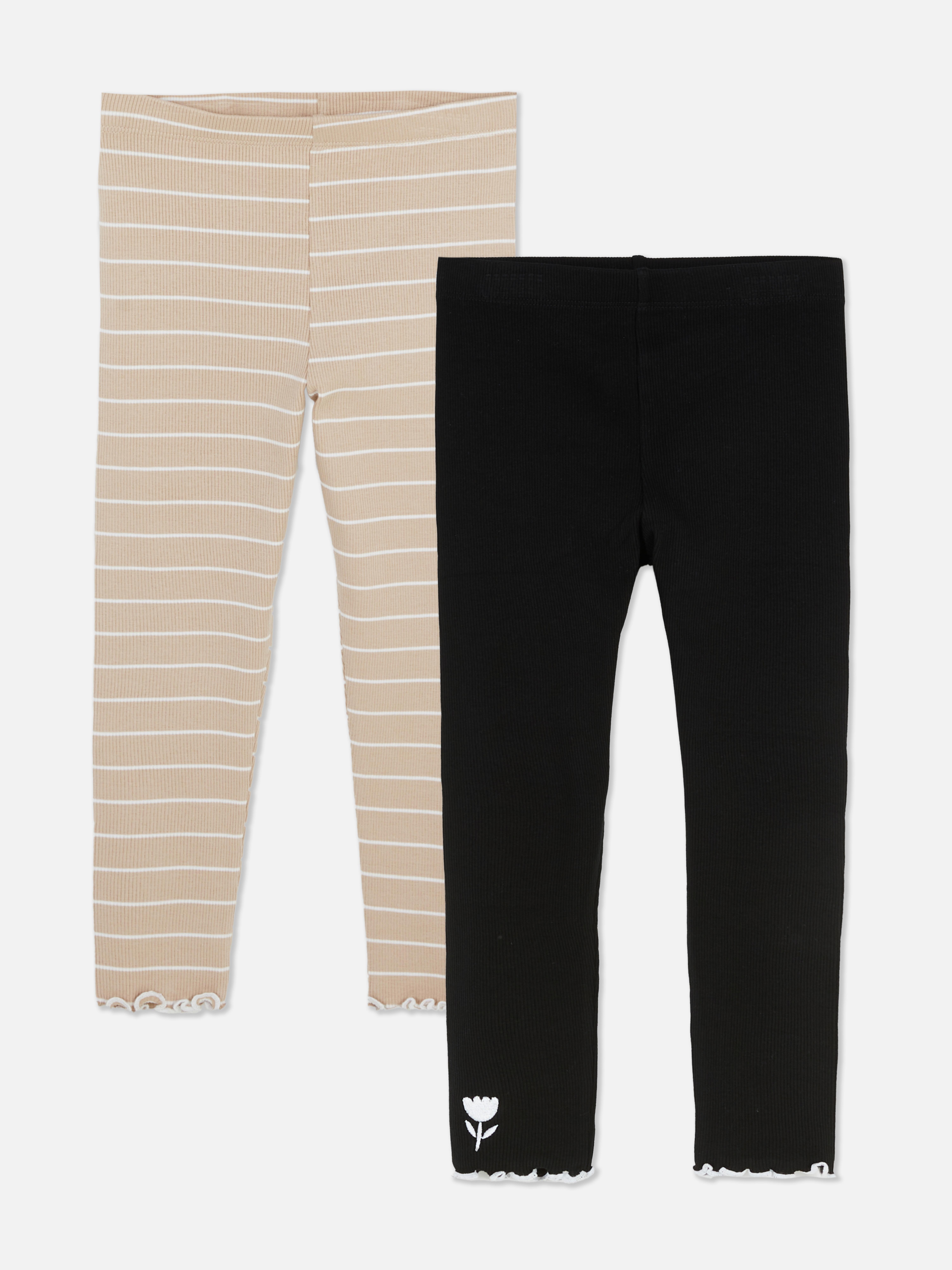 1.5-8yrs | 2pk Ribbed Lettuce Trim Leggings