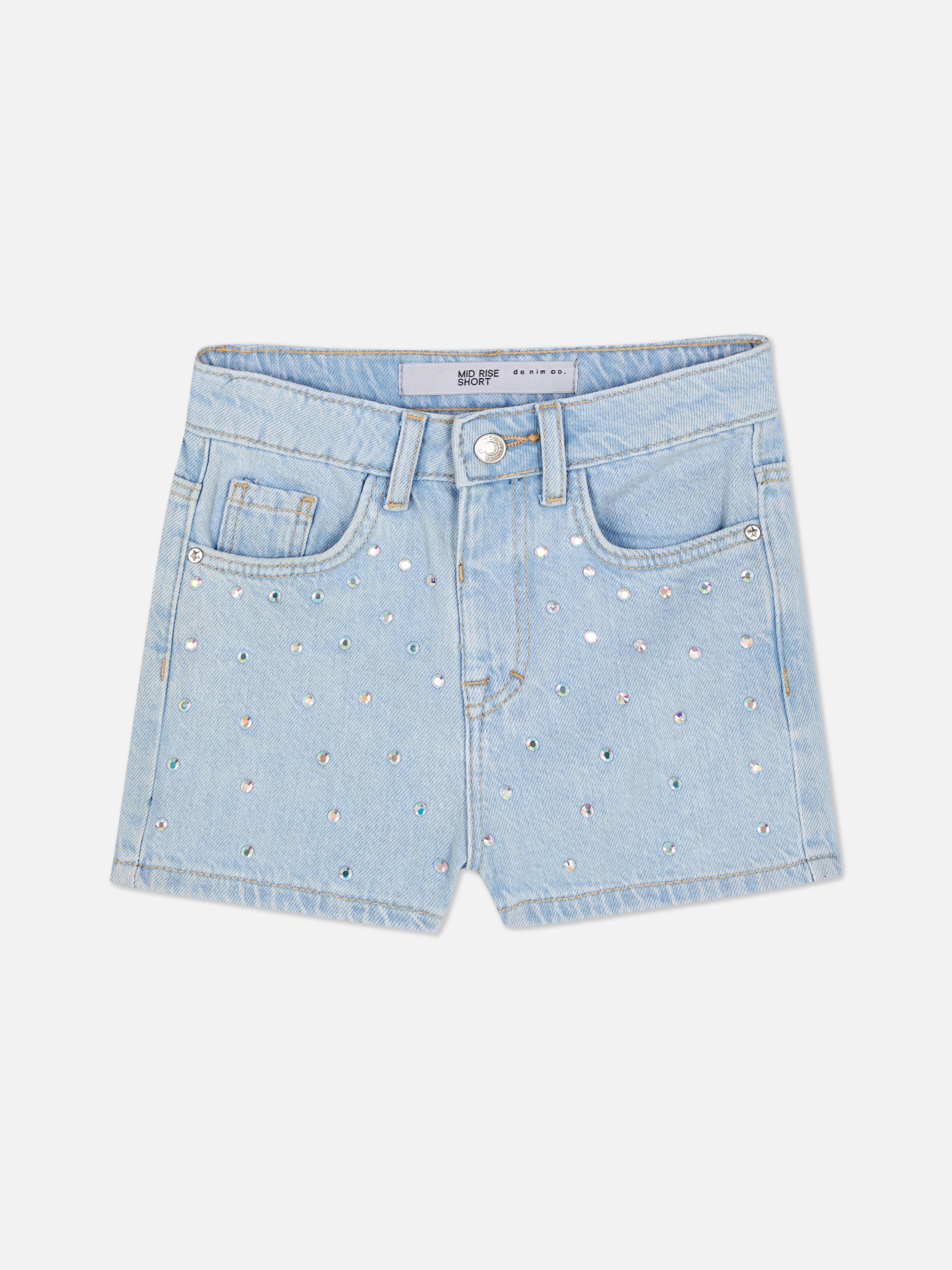 1.5-8yrs | Diamanté Denim Shorts