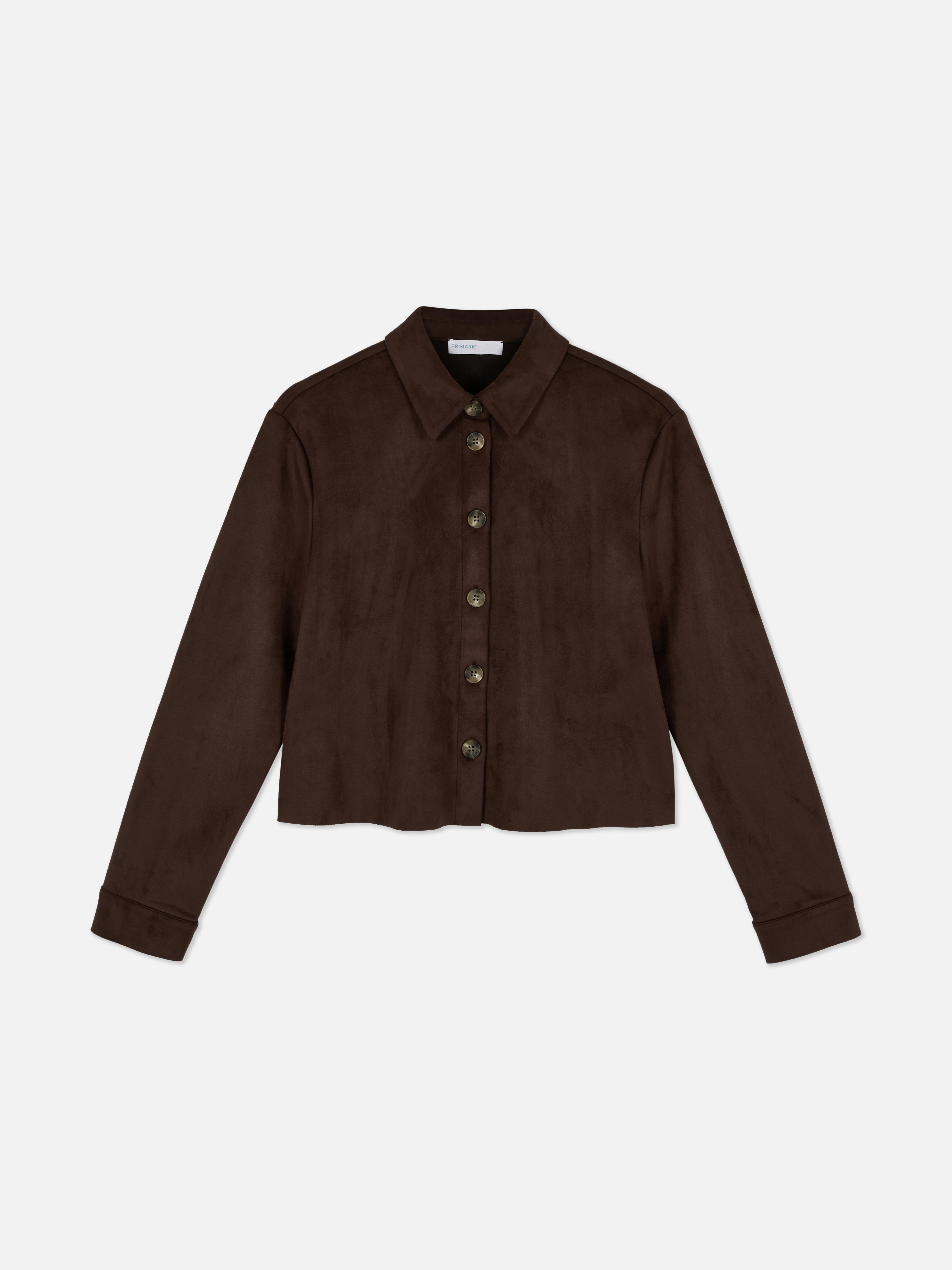 Camicia in pelle scamosciata squadrata