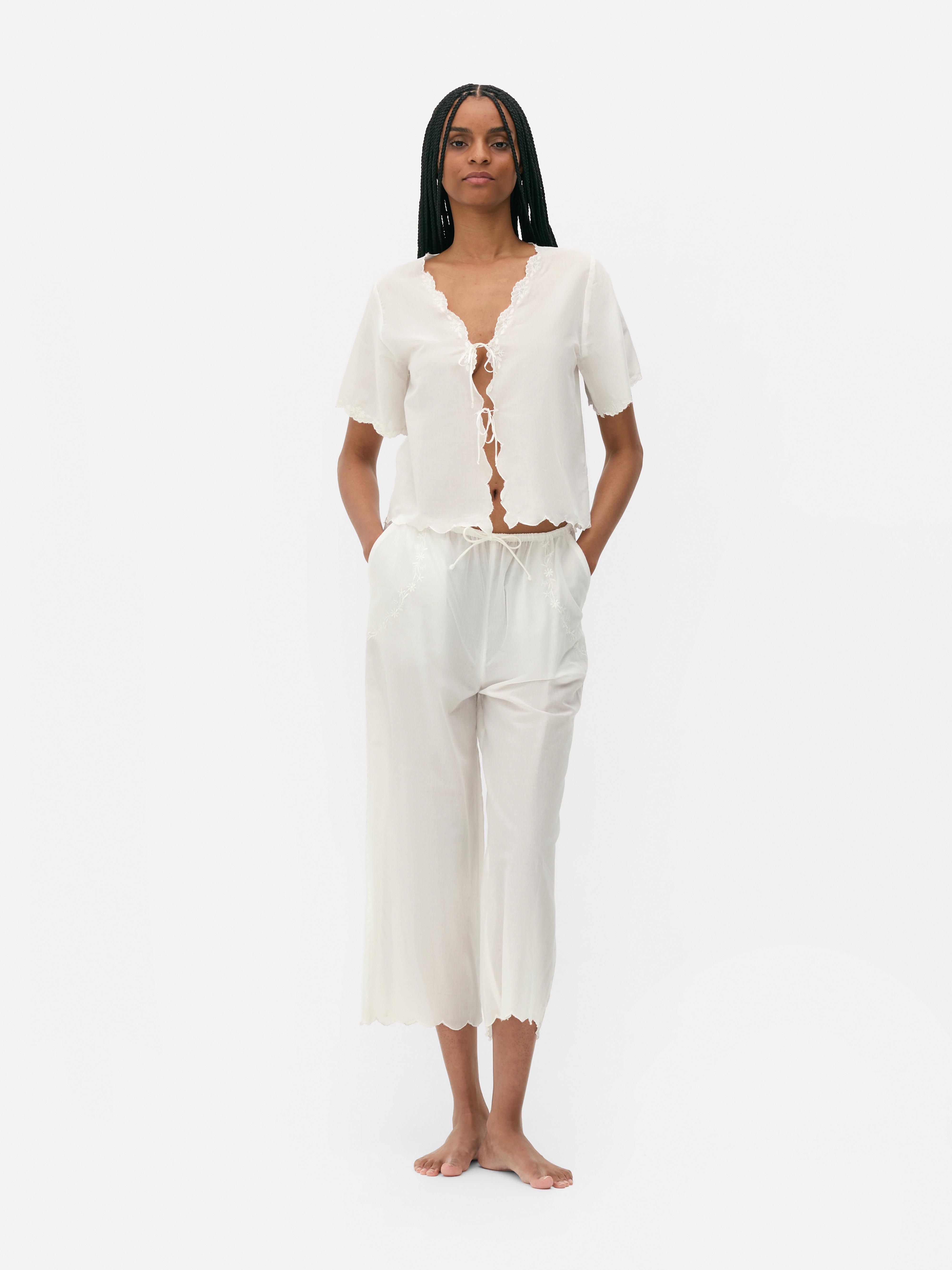 V-Neck Tie-Front Pyjama Top