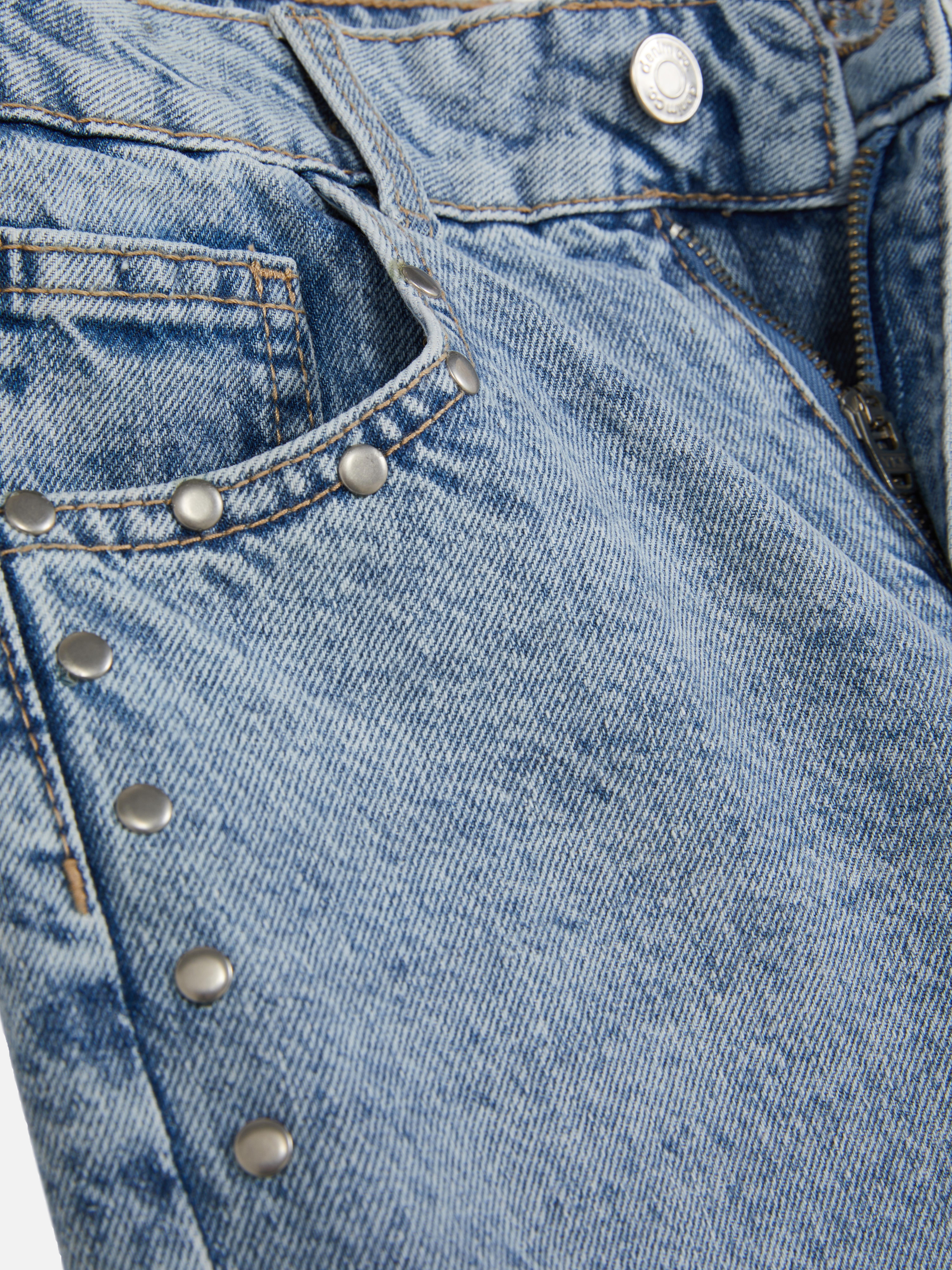 Wide-Leg Studded Jeans