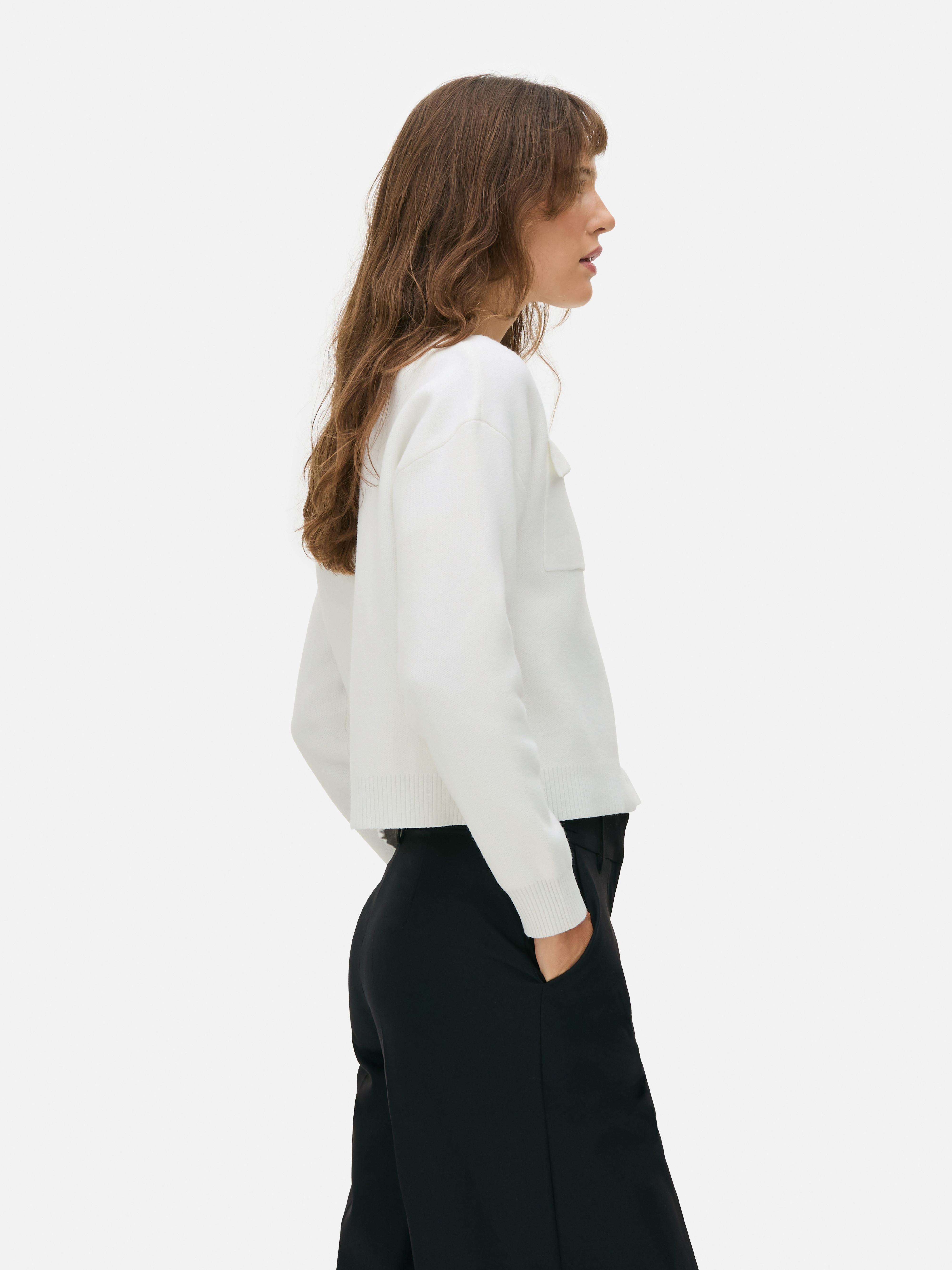 Knitted Patch Pocket Cardigan