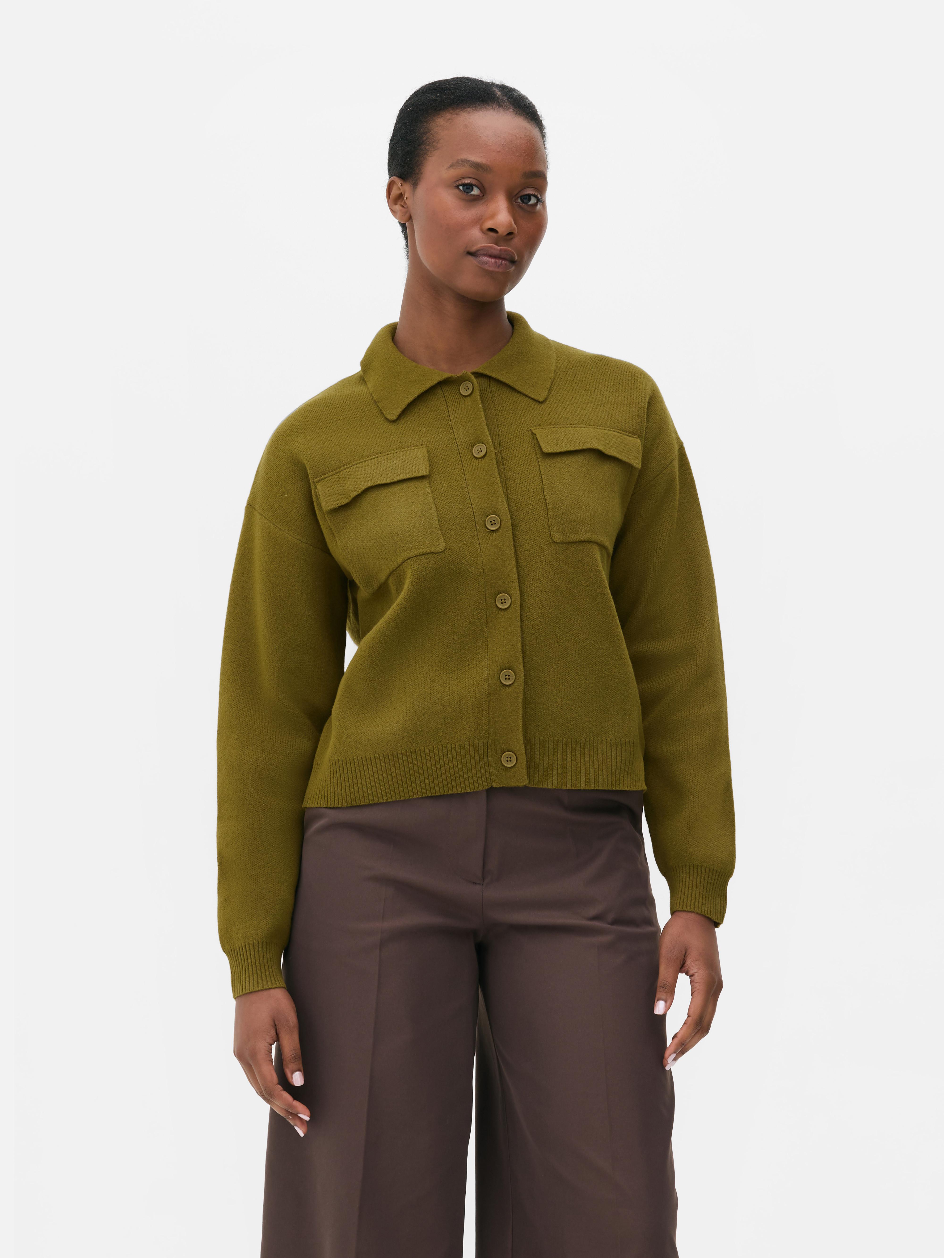 Knitted Patch Pocket Cardigan