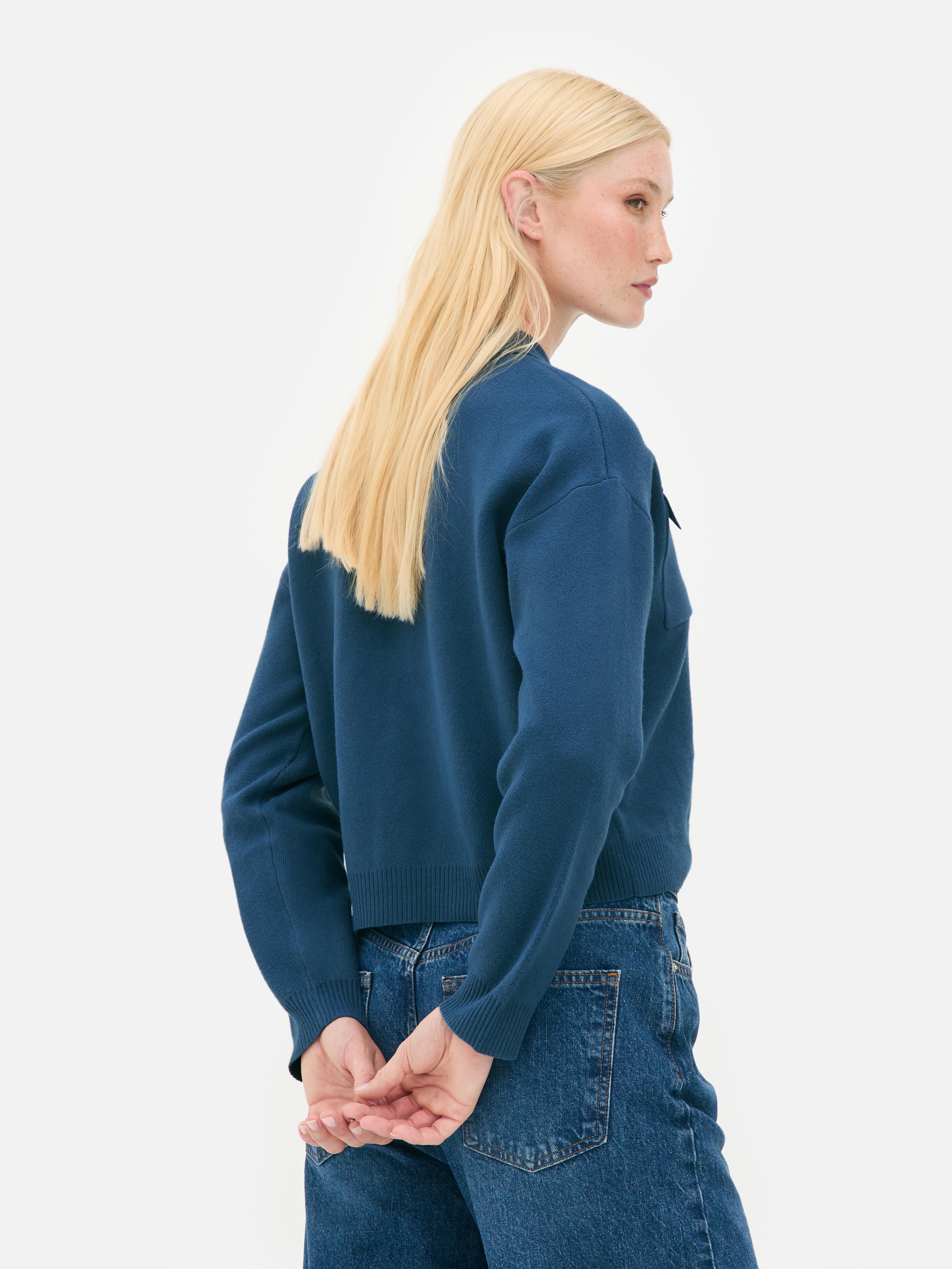 Knitted Patch Pocket Cardigan