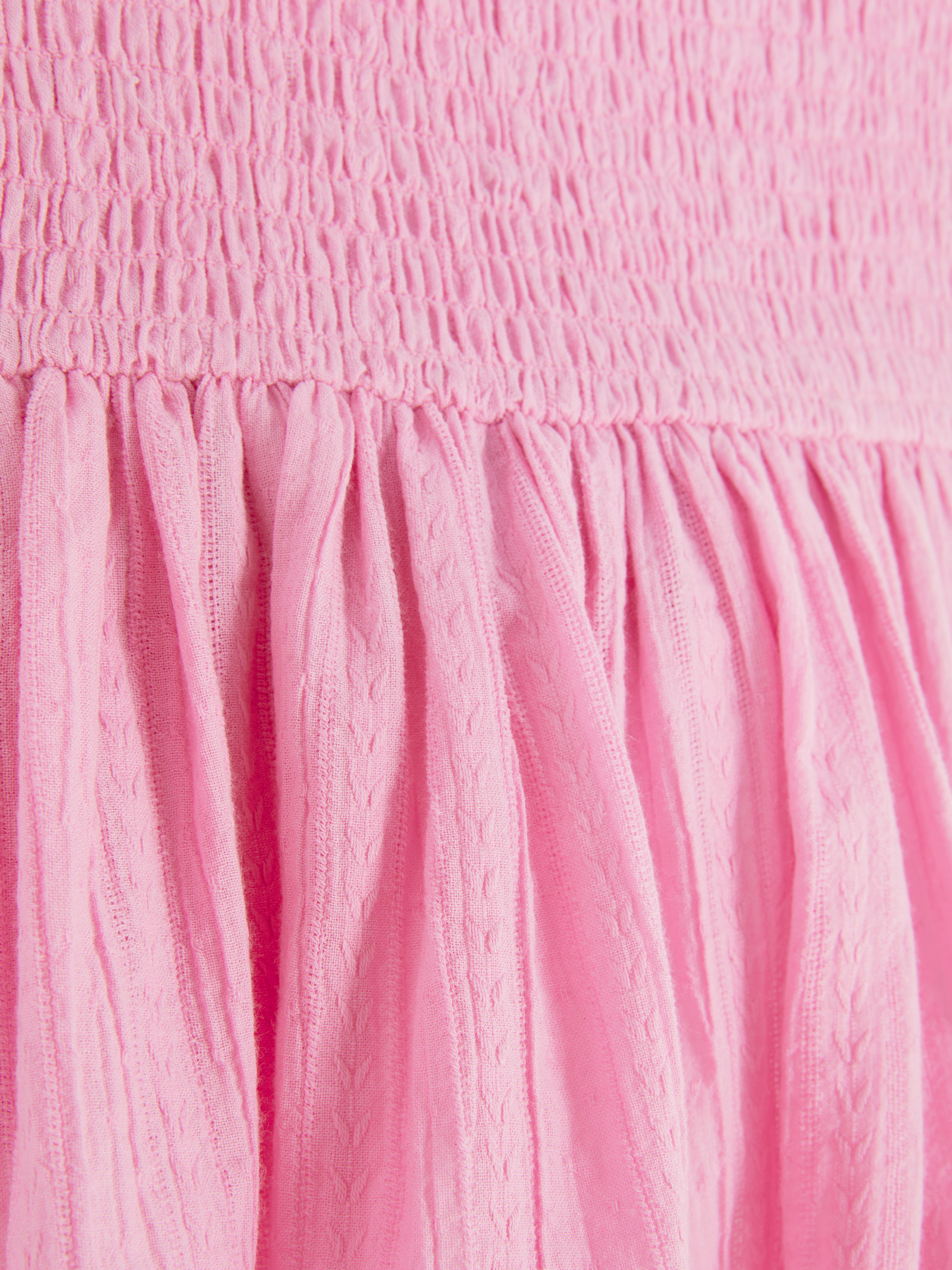 Geribde blouse met ruches