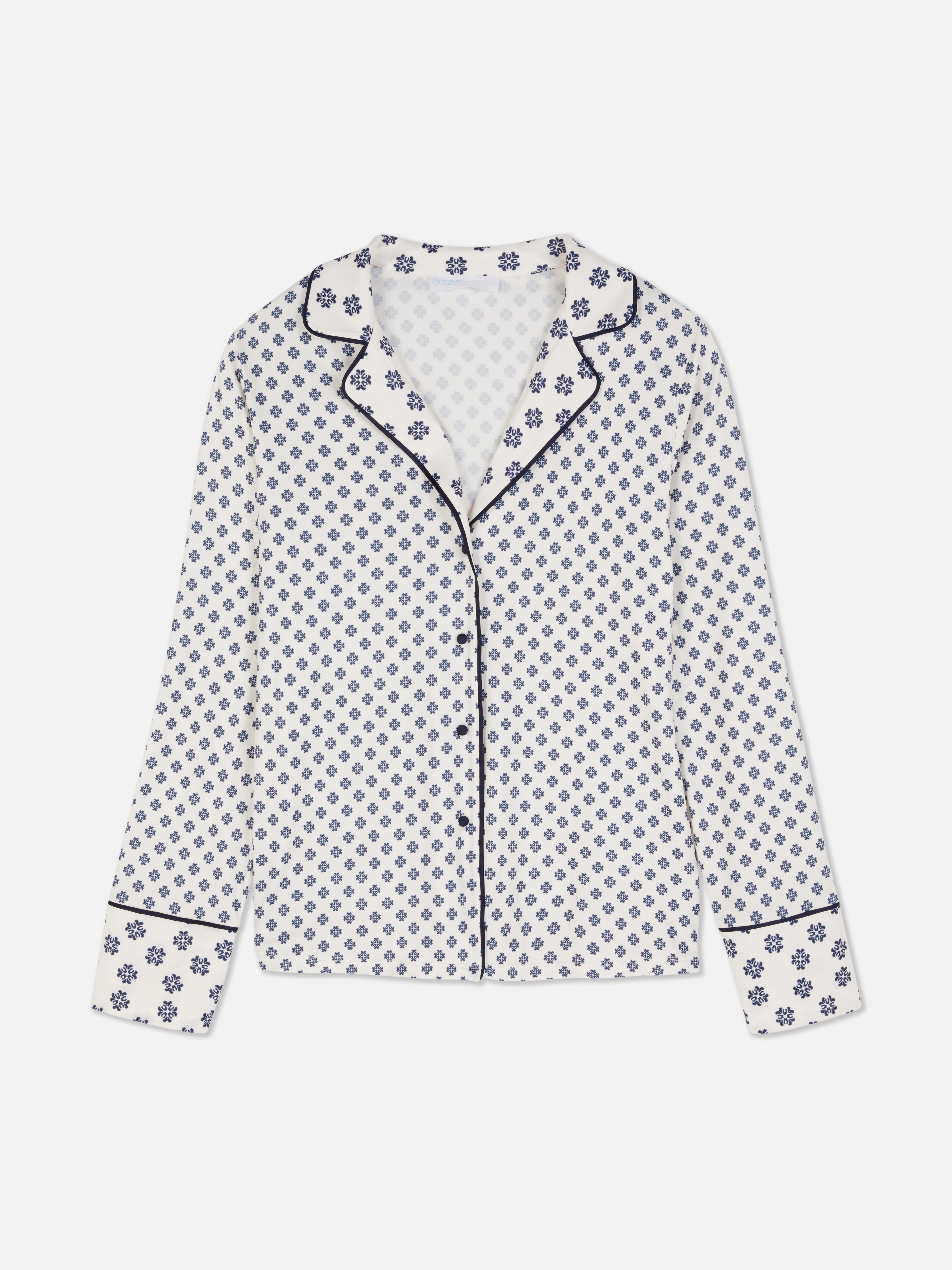 Women's Navy Carbon Geometric Pajama Shirt | Primark