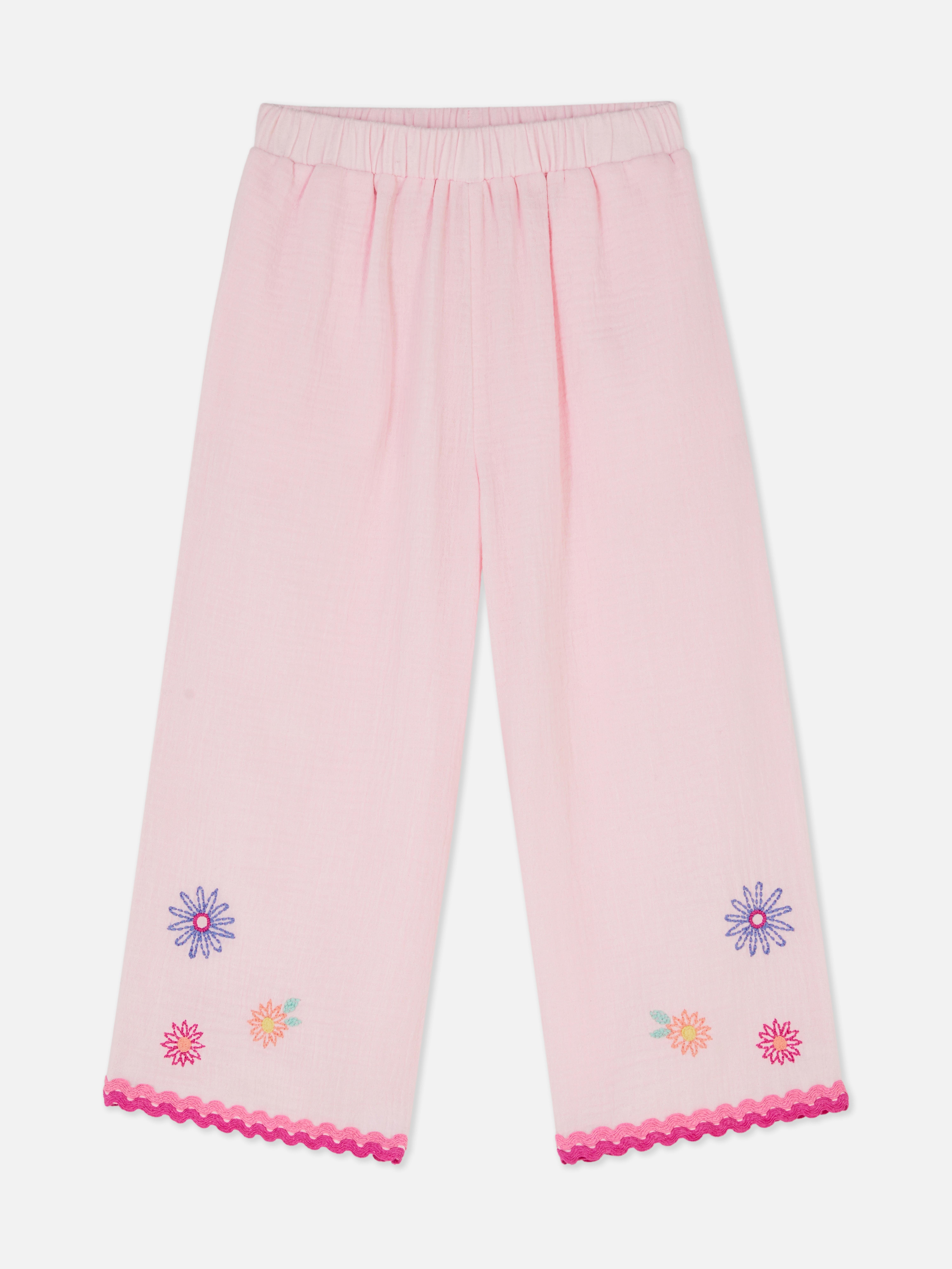 Embroidered Stretch Waist Pants