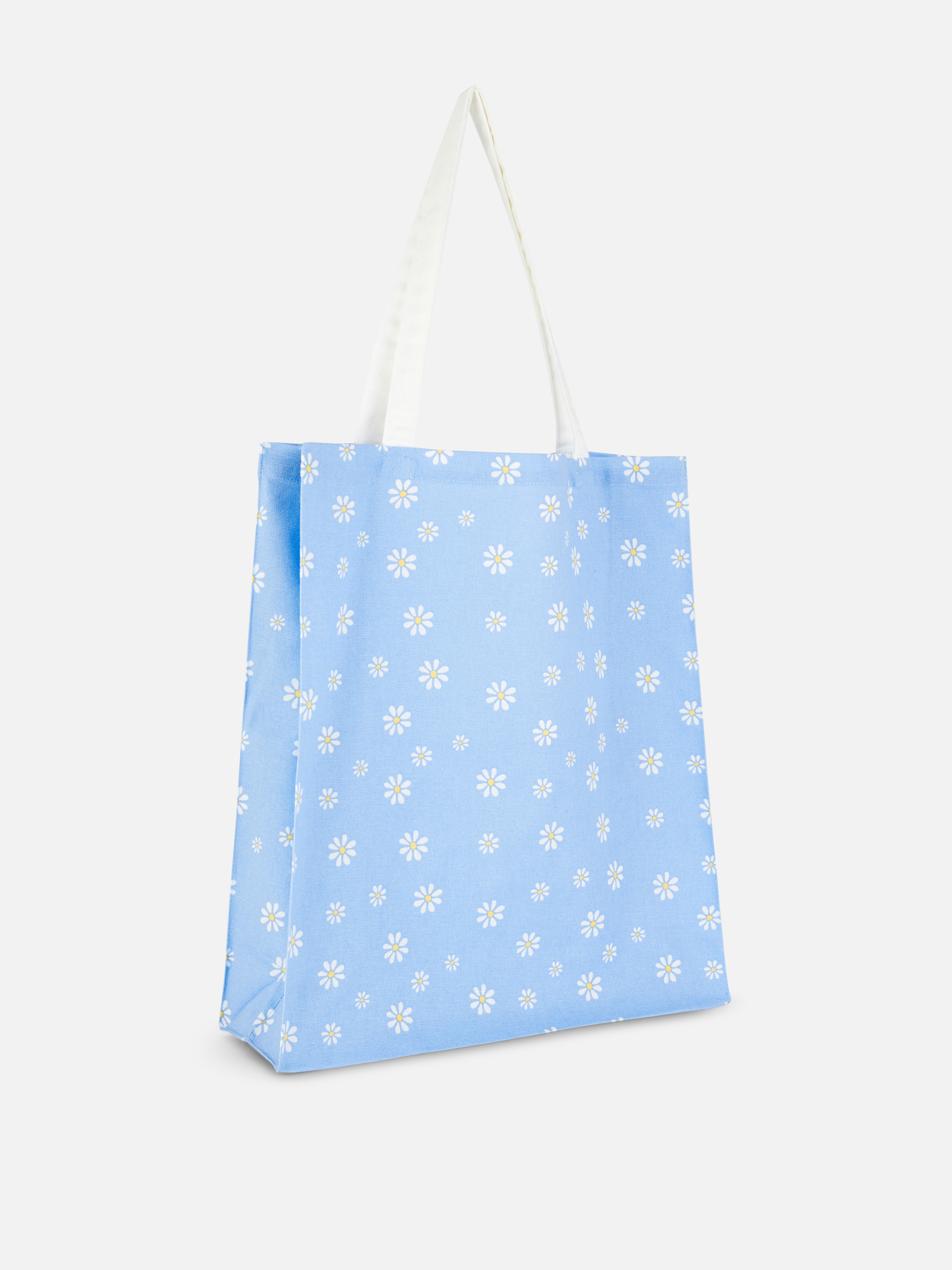 Herbruikbare canvas tas met madeliefjesprint