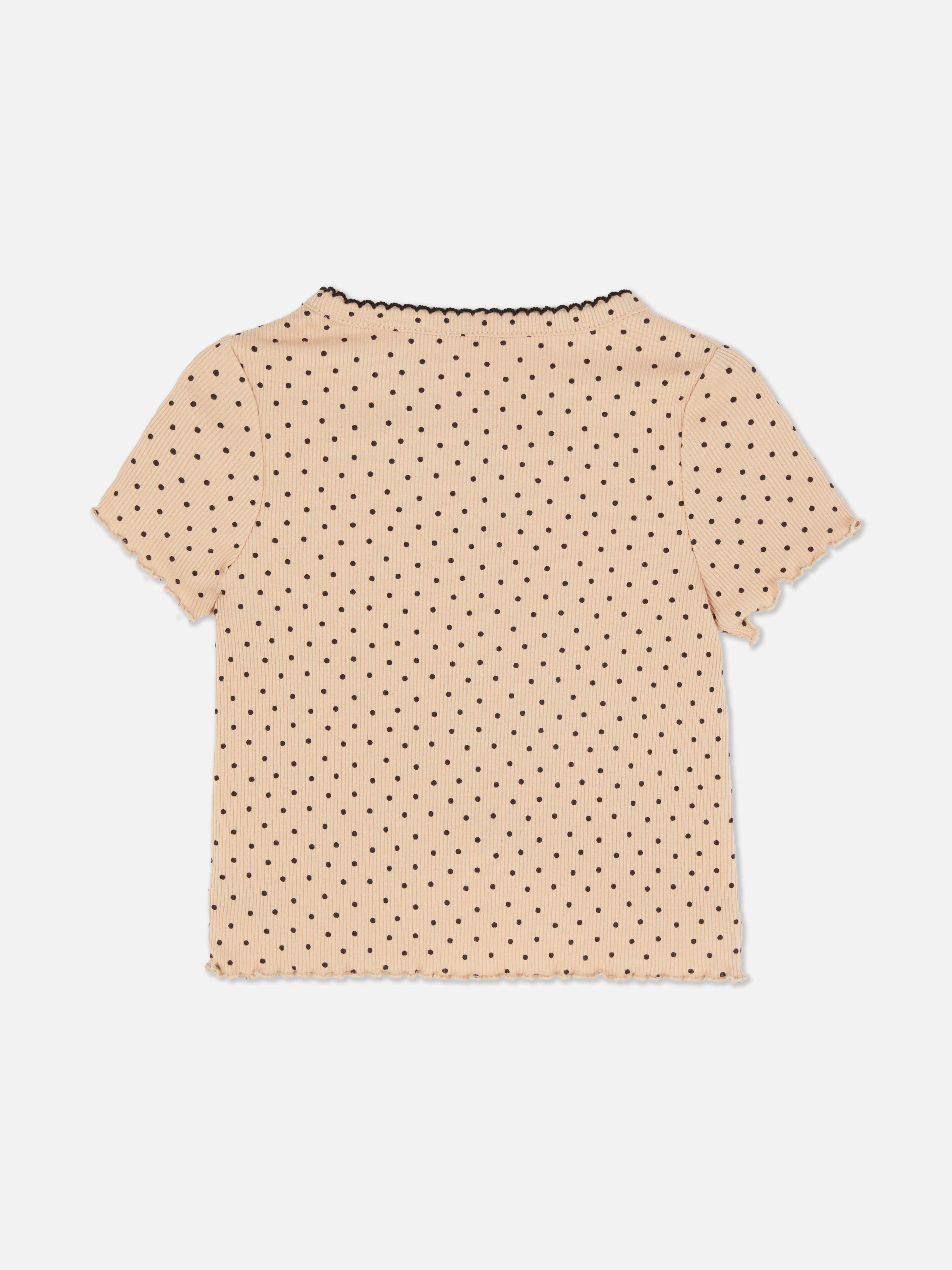 T-shirt boutonné à ourlet ondulé