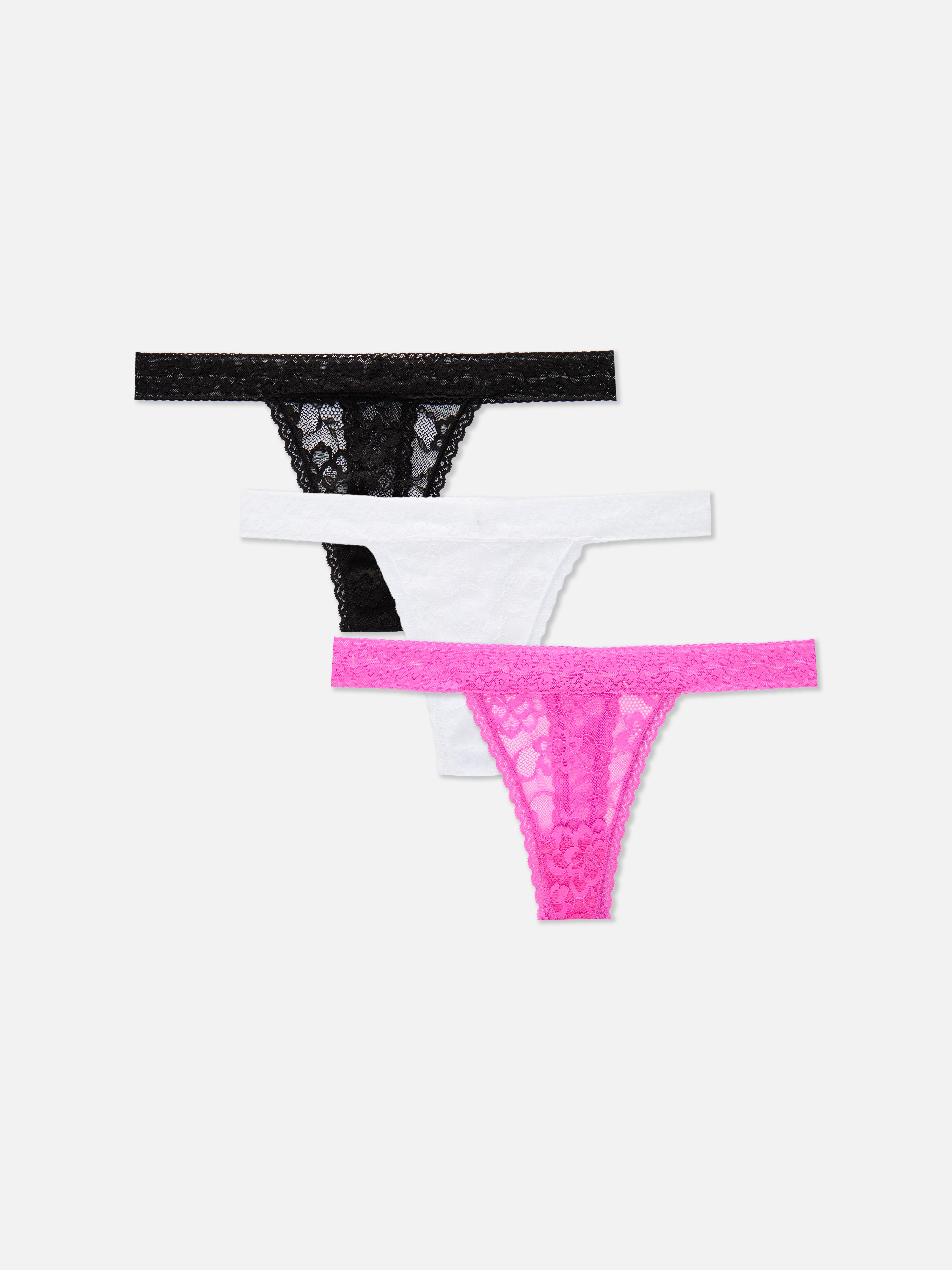 Tangas mit Spitzenbesatz, 3er-Pack