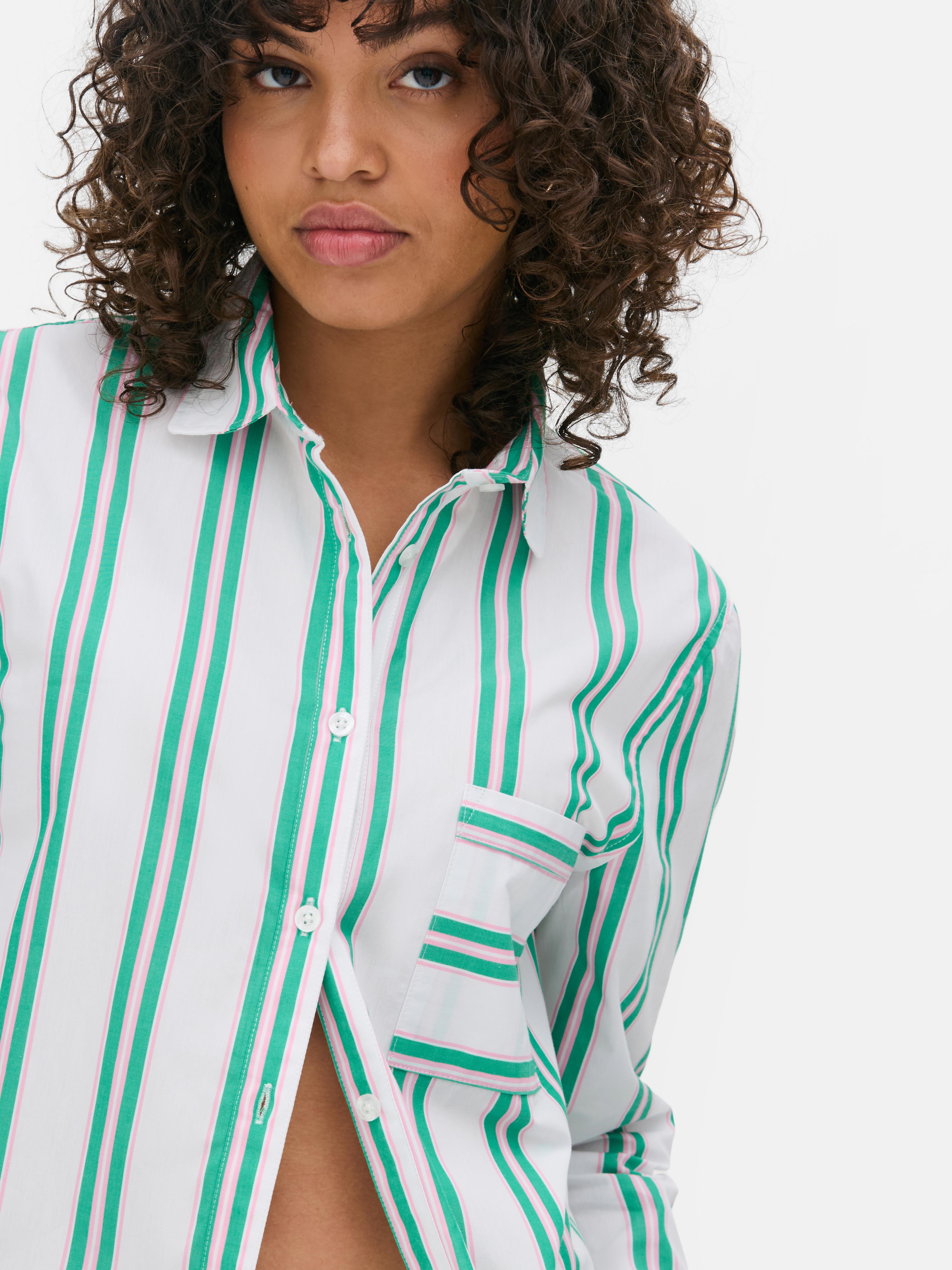 Chemise de nuit tissée à rayures