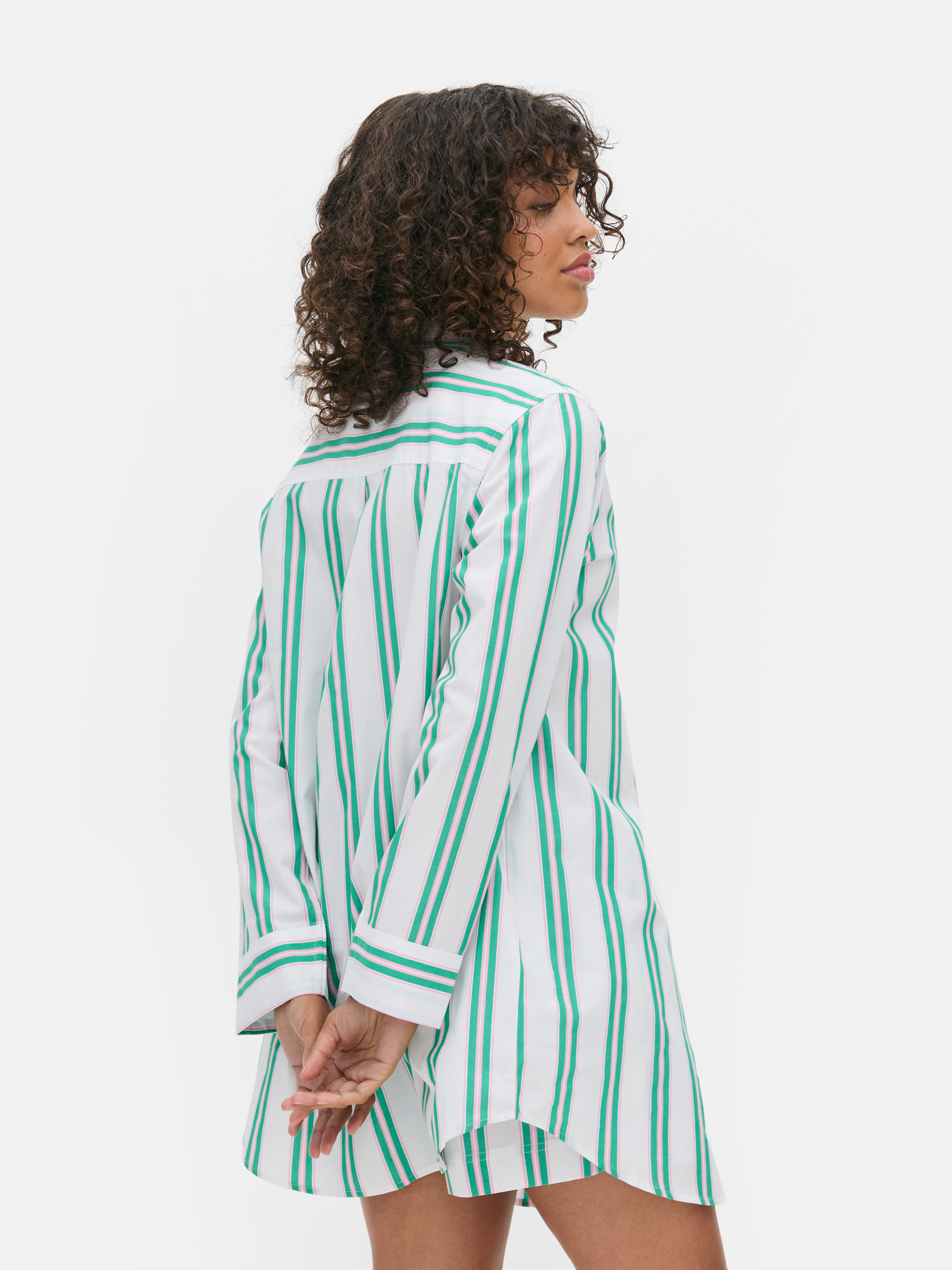 Chemise de nuit tissée à rayures