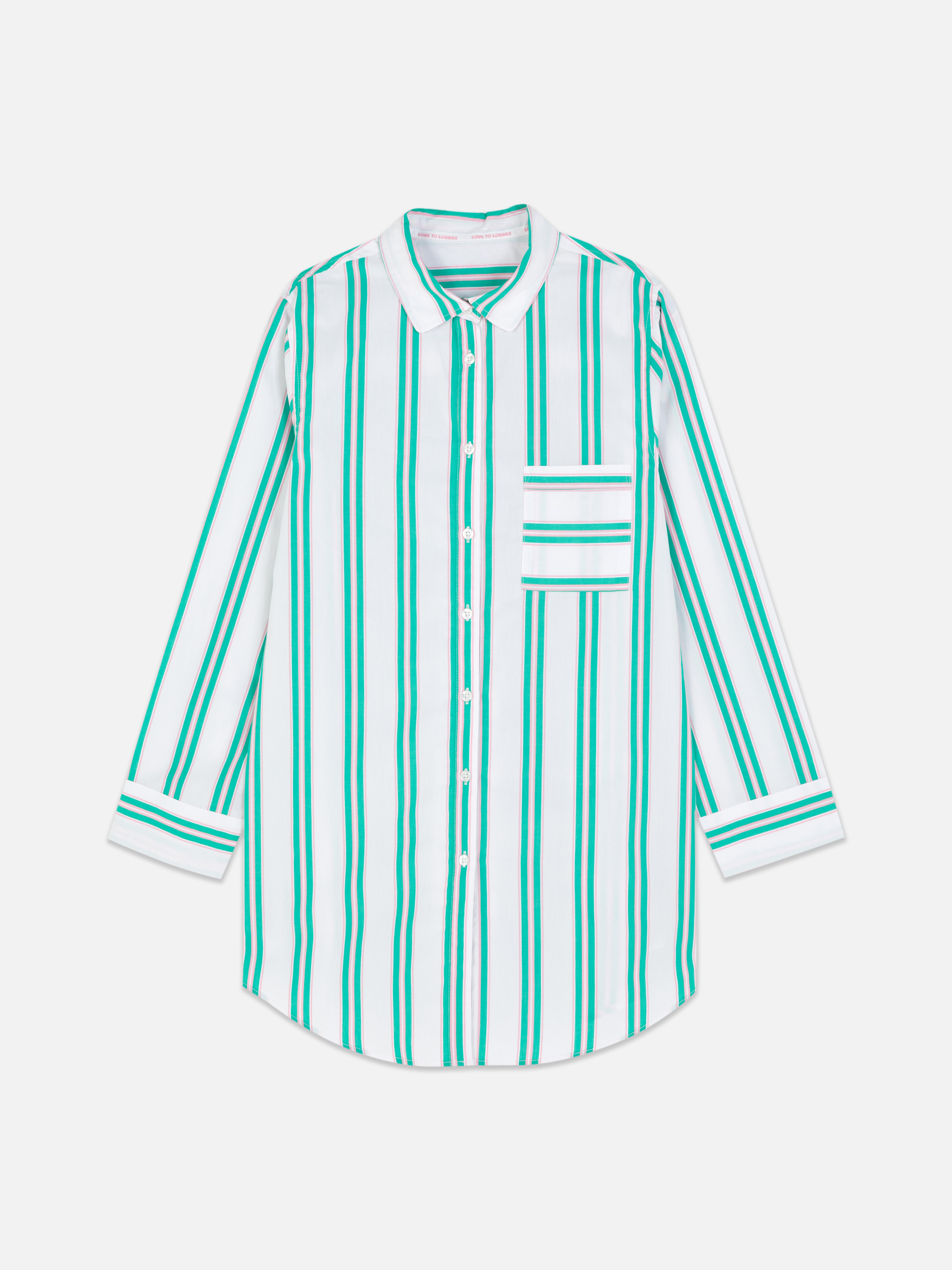 Chemise de nuit tissée à rayures