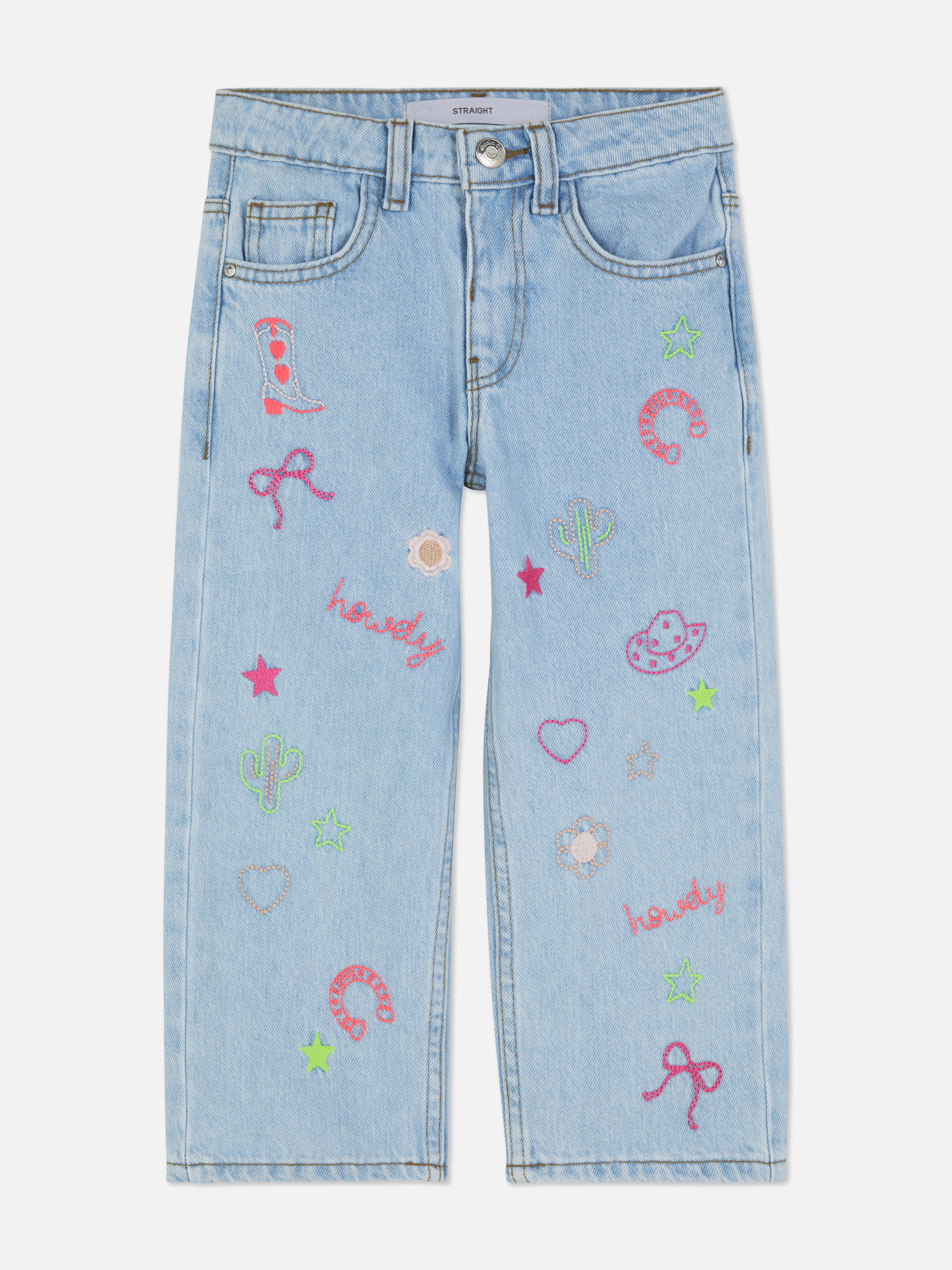 Embroidered Straight Leg Jeans
