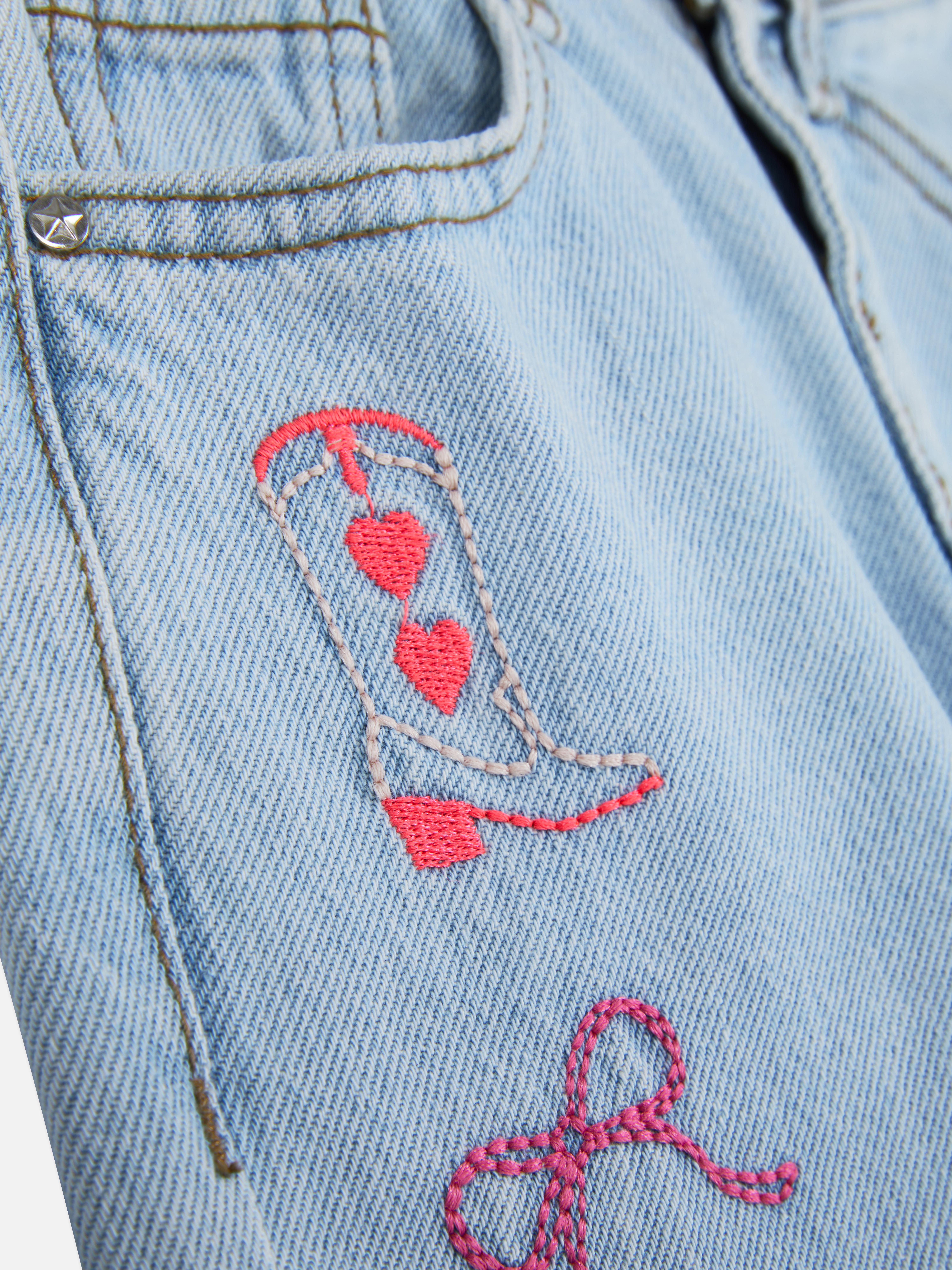 Embroidered Straight Leg Jeans