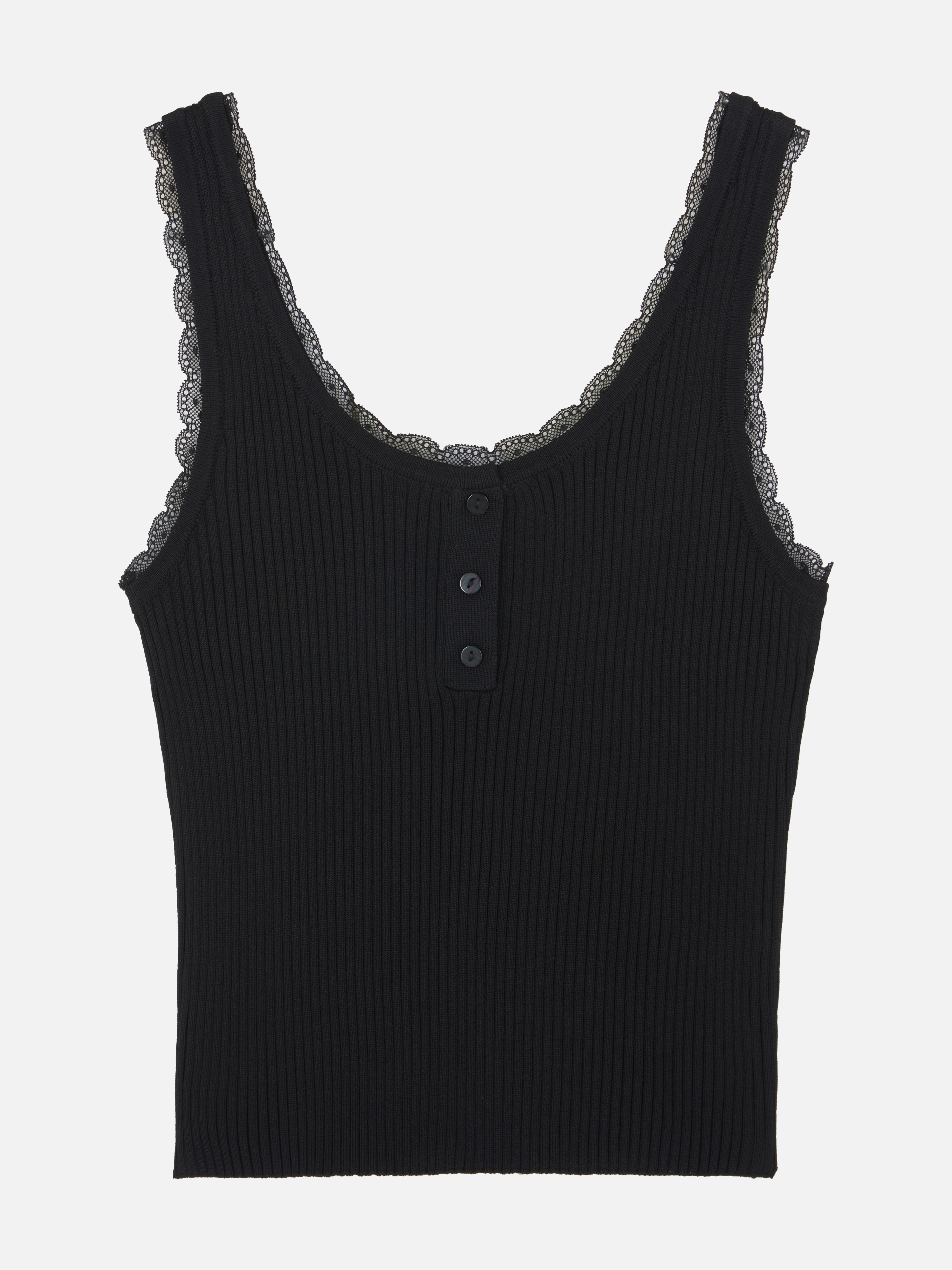 Ribbed Lace Trim Tank Top