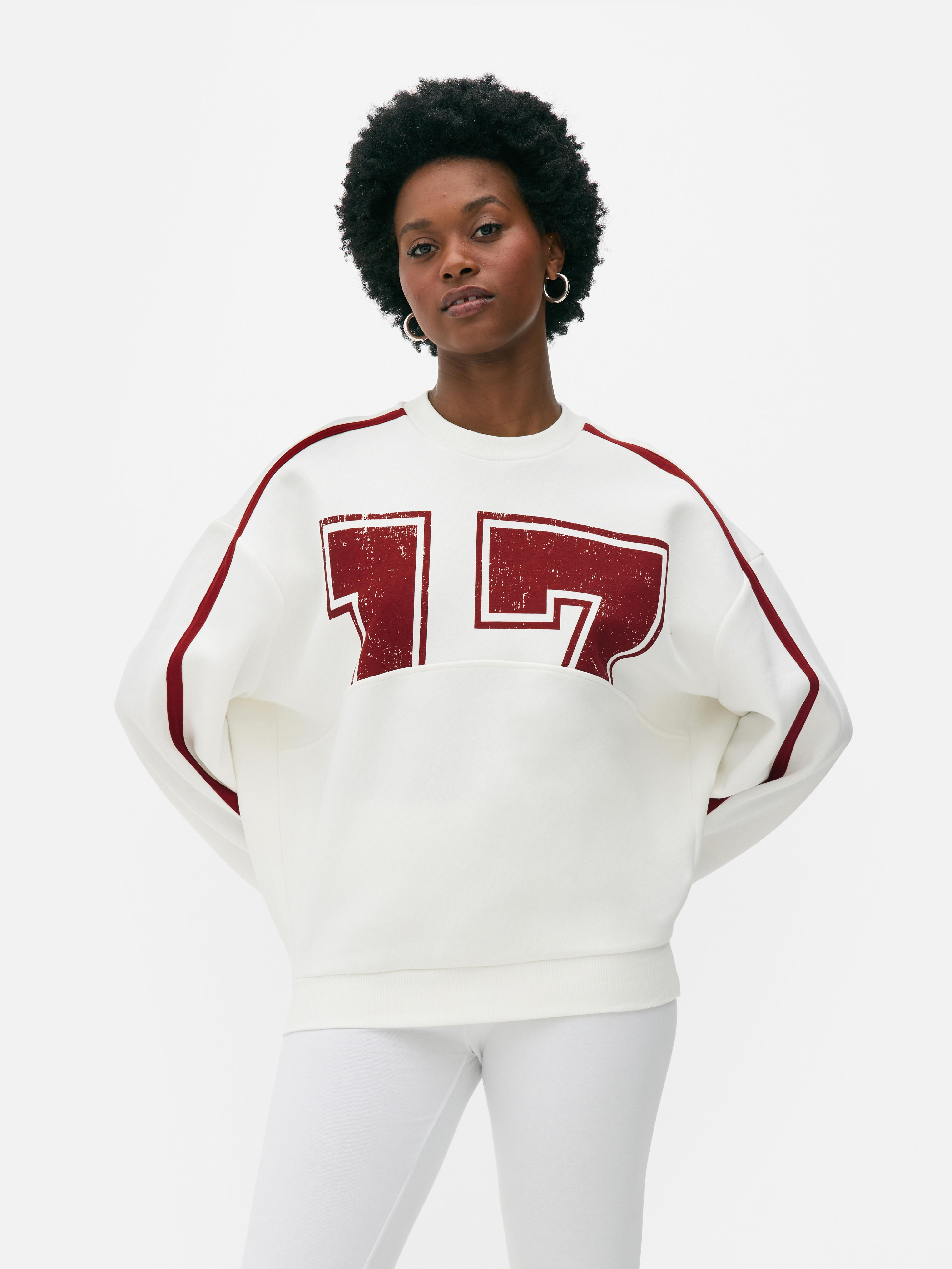 Oversized sweatshirt met nummer en Varsity-stijl