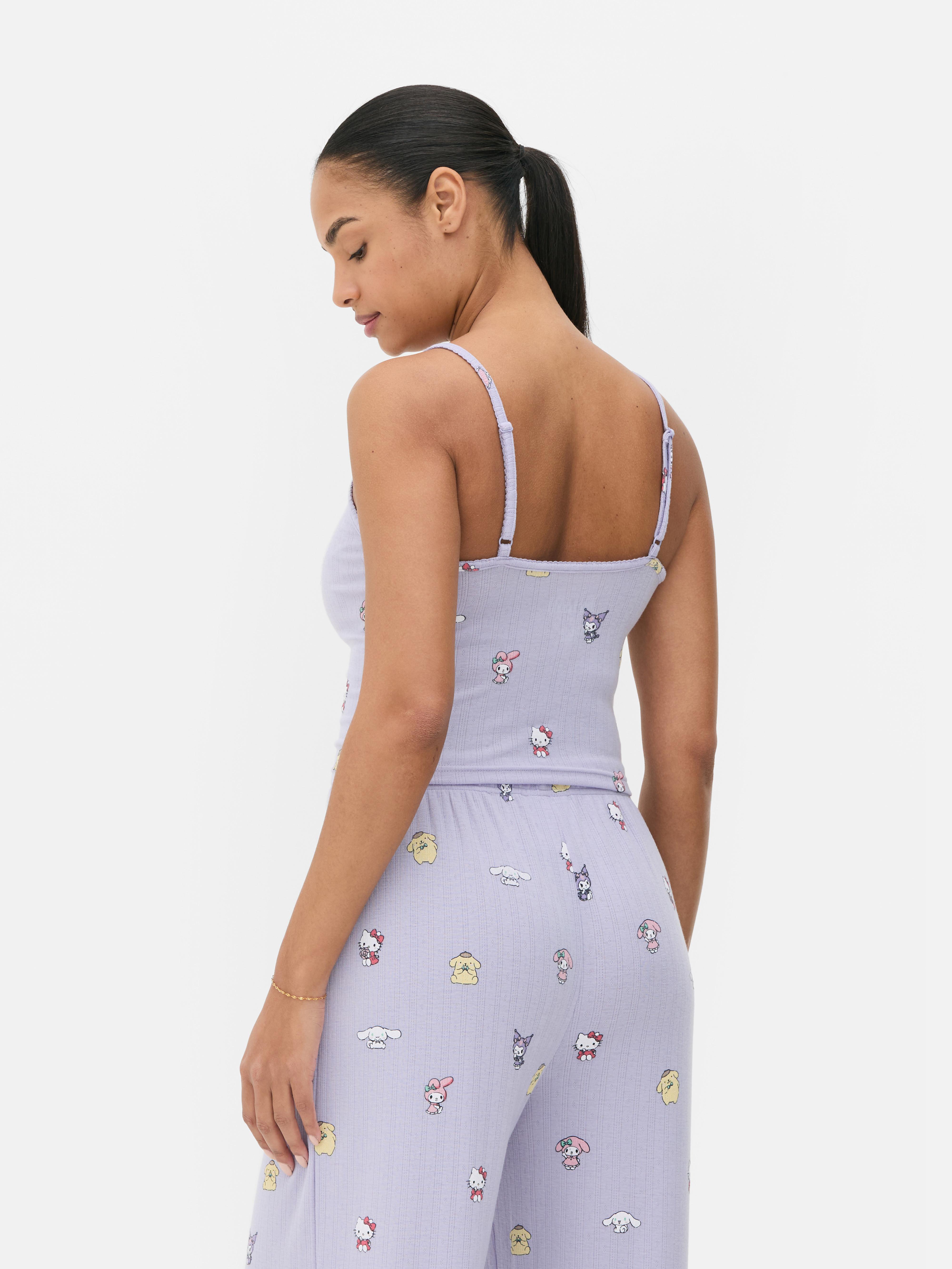 Maiou de pijama pointelle cu bretele subțiri Hello Kitty și prietenii