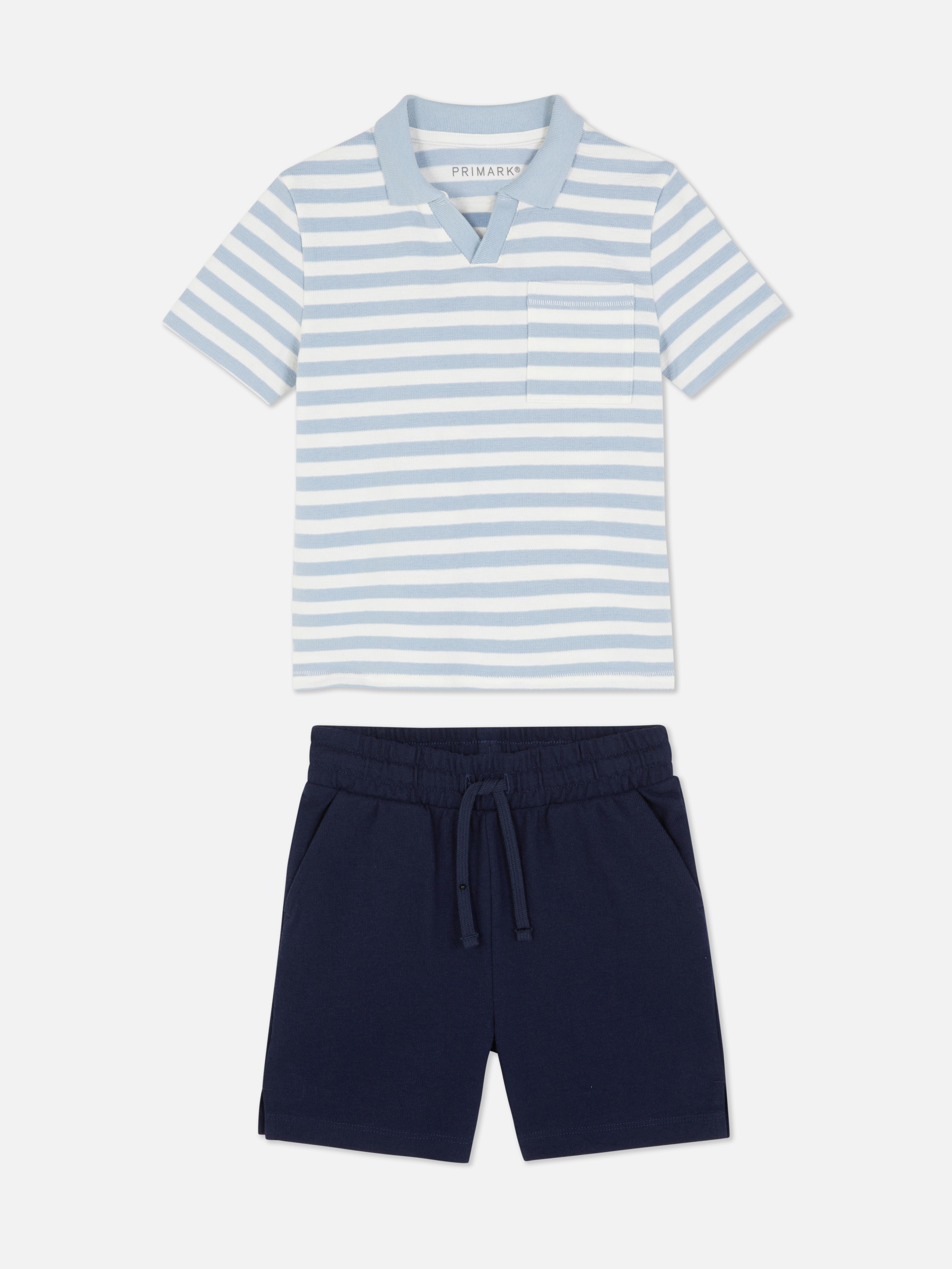Striped Polo Shirt And Shorts Co-Ord