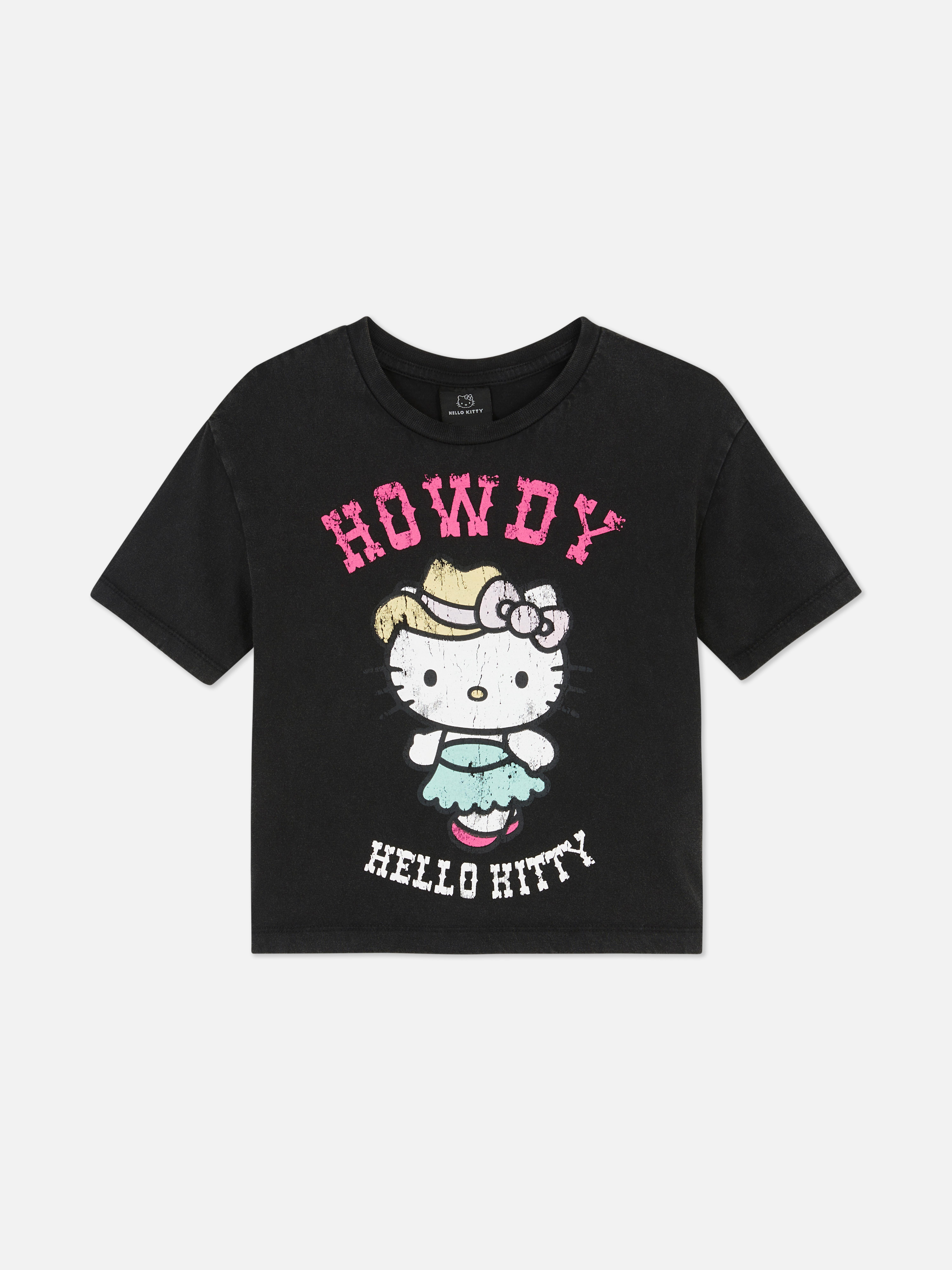 T-shirt met verwassen print Hello Kitty
