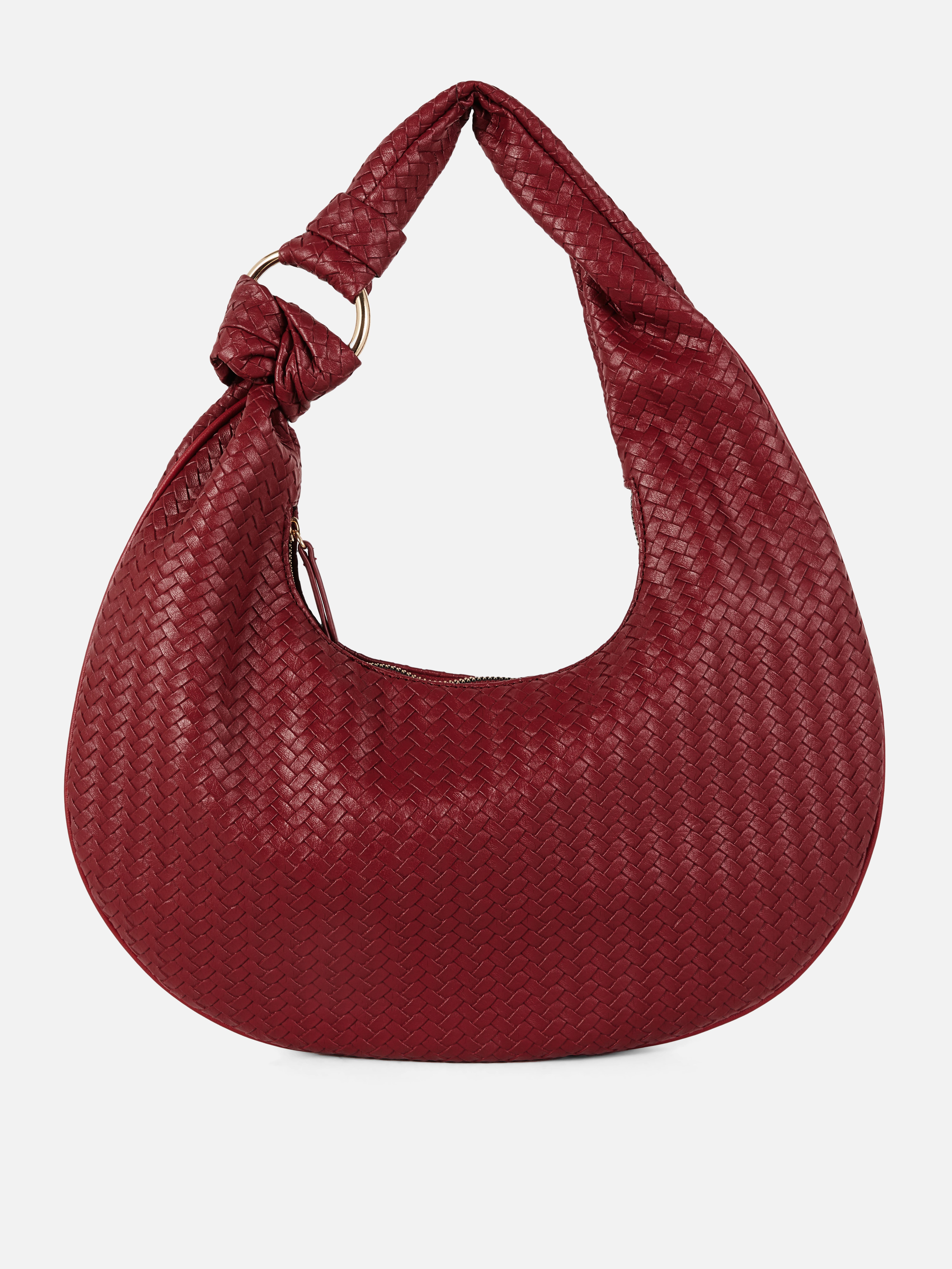 Gewebte Schultertasche aus Kunstleder Burgunderrot