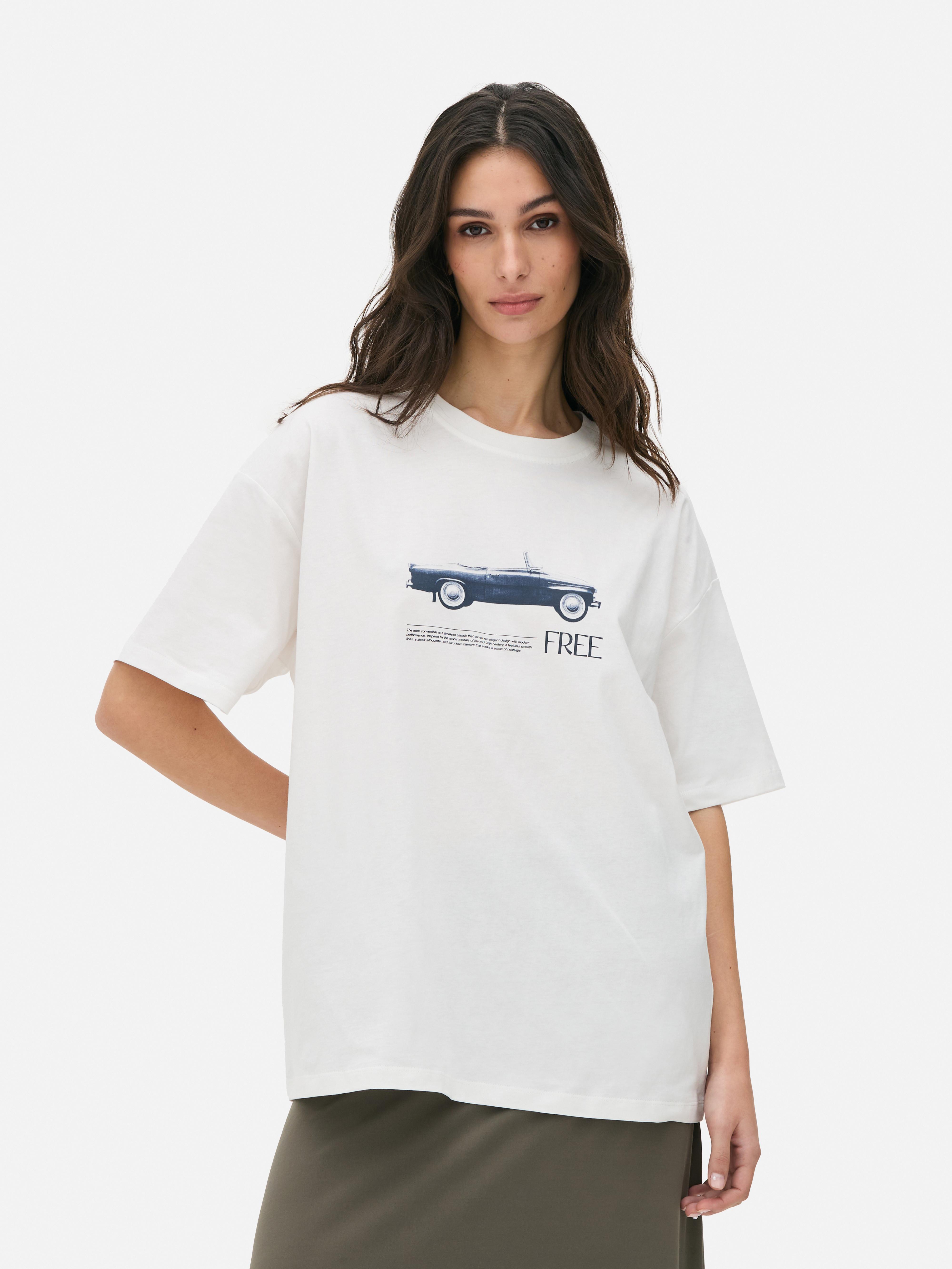 Oversized boyfriend-T-shirt met autoprint