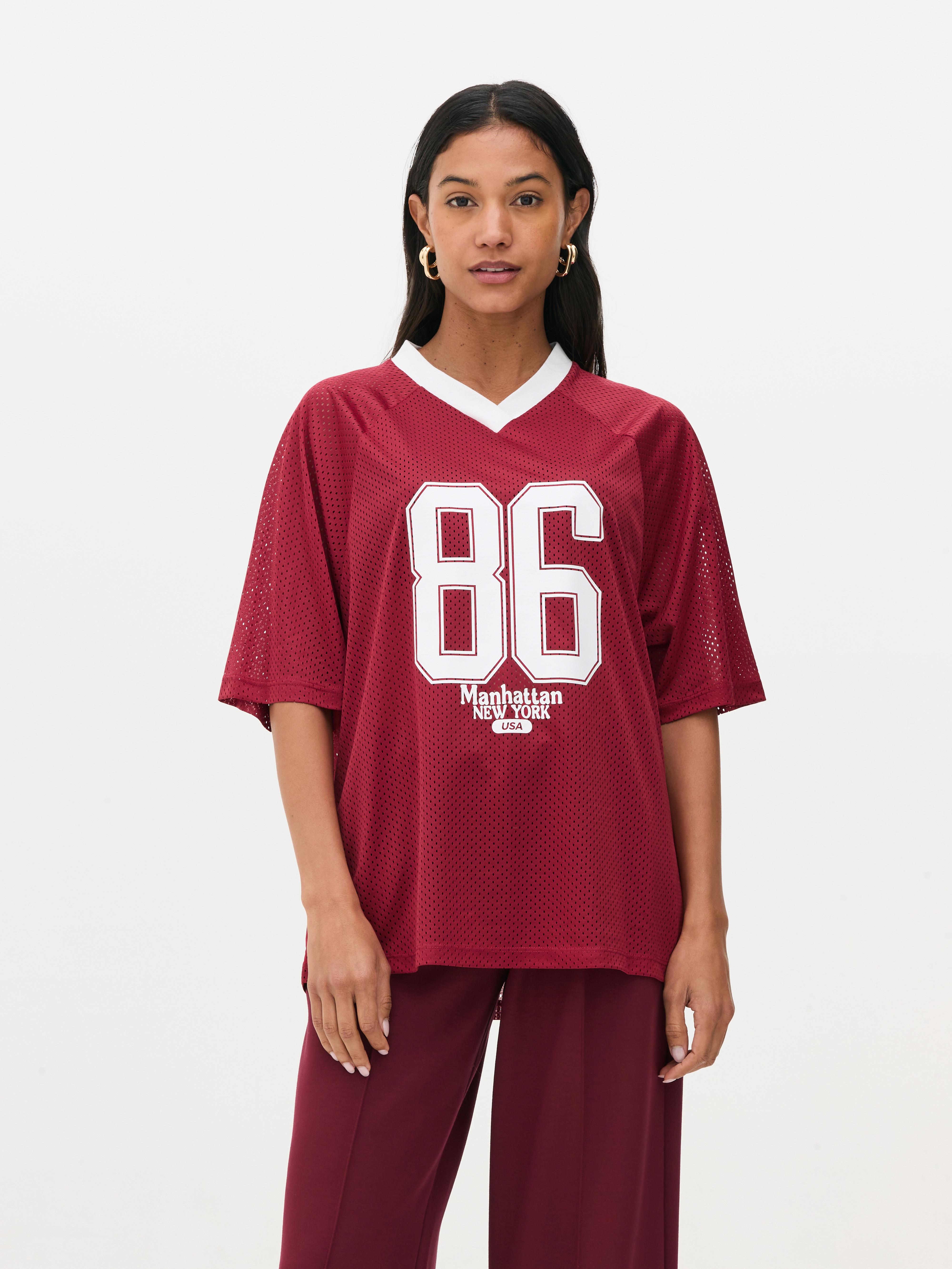 Maglietta oversize a maniche corte stile college