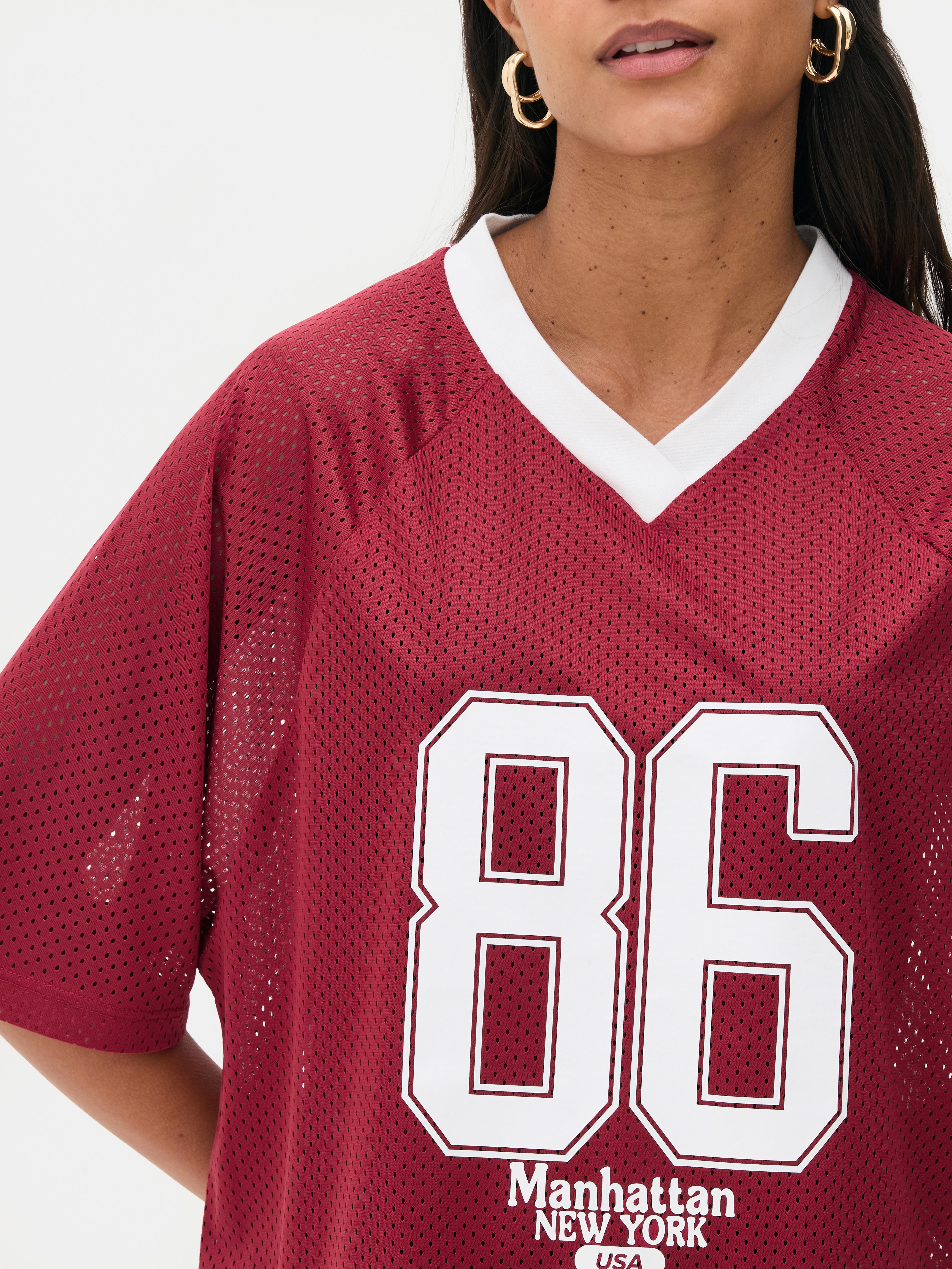 Maglietta oversize a maniche corte stile college