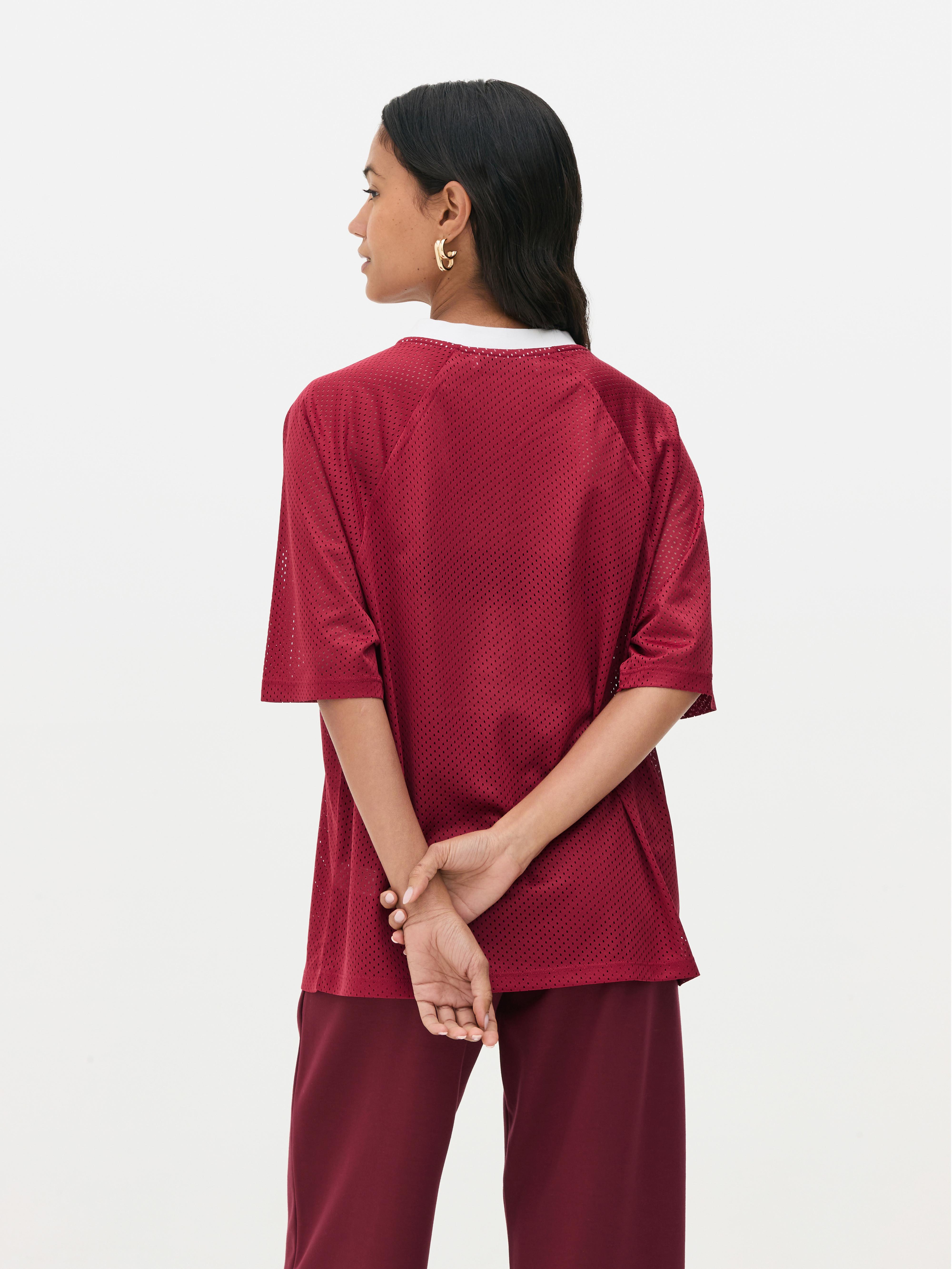Maglietta oversize a maniche corte stile college