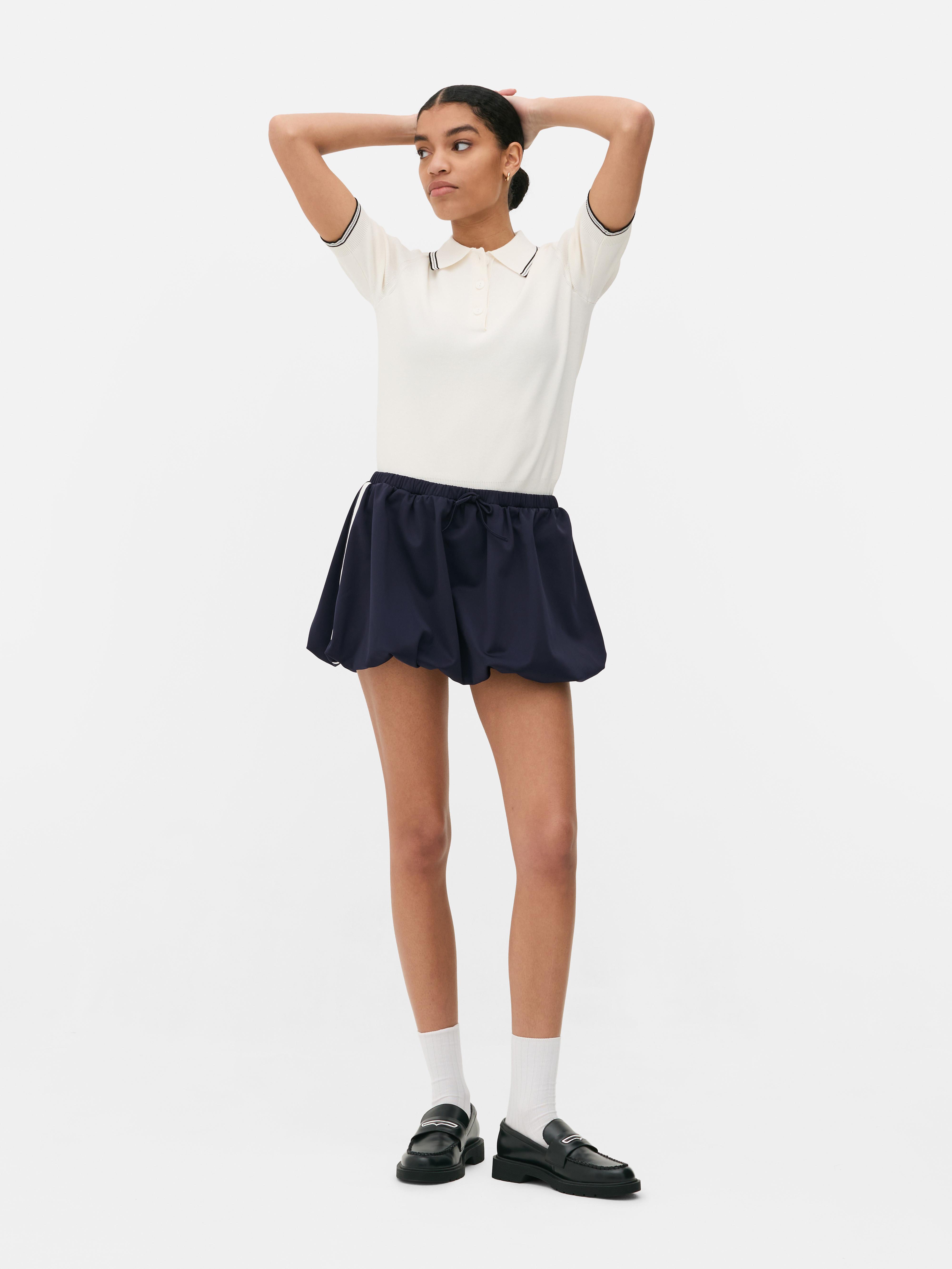 Mini-pofrok in collegestijl Marineblauw