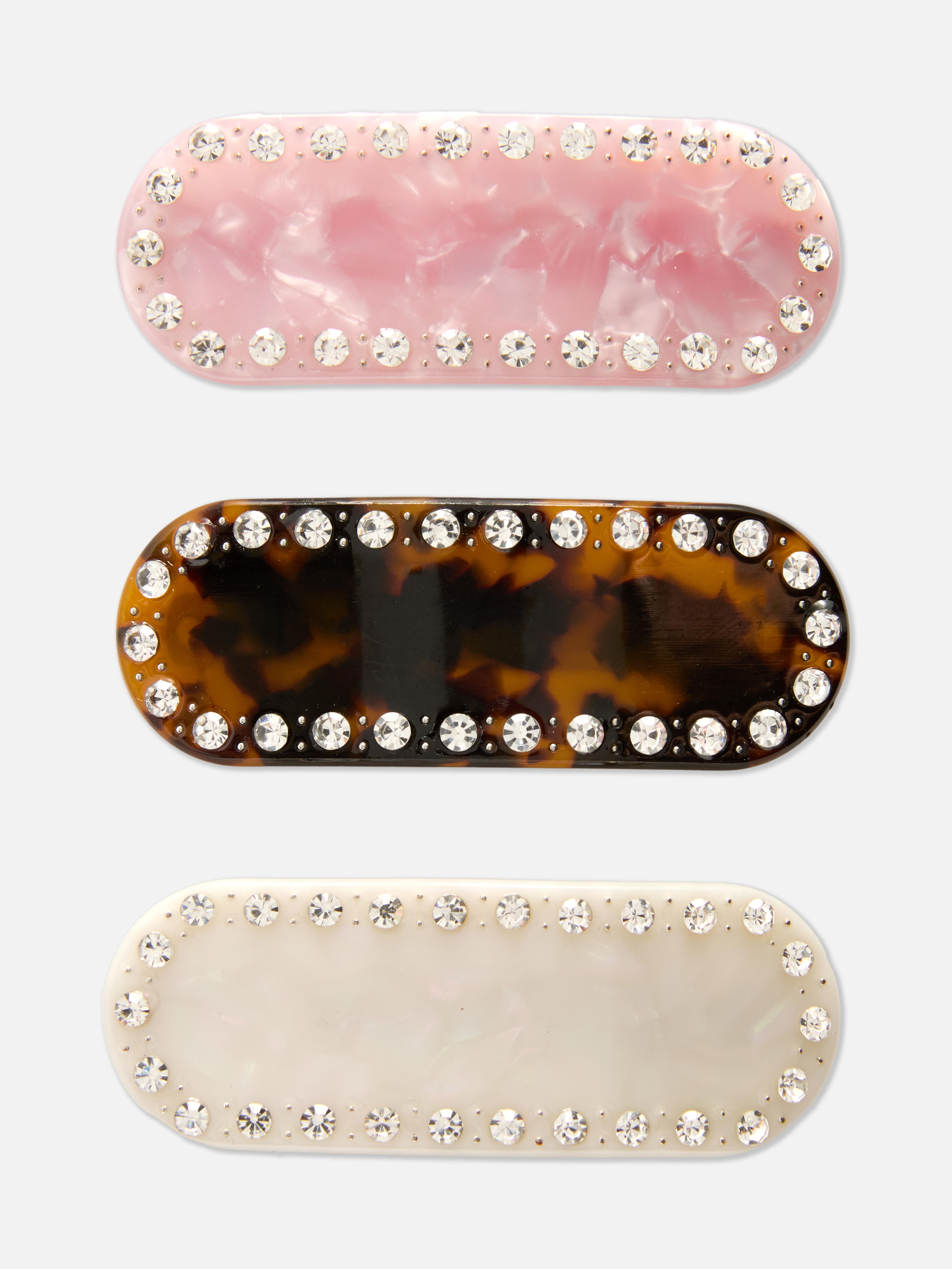 3pk Diamanté Slide Hair Clips