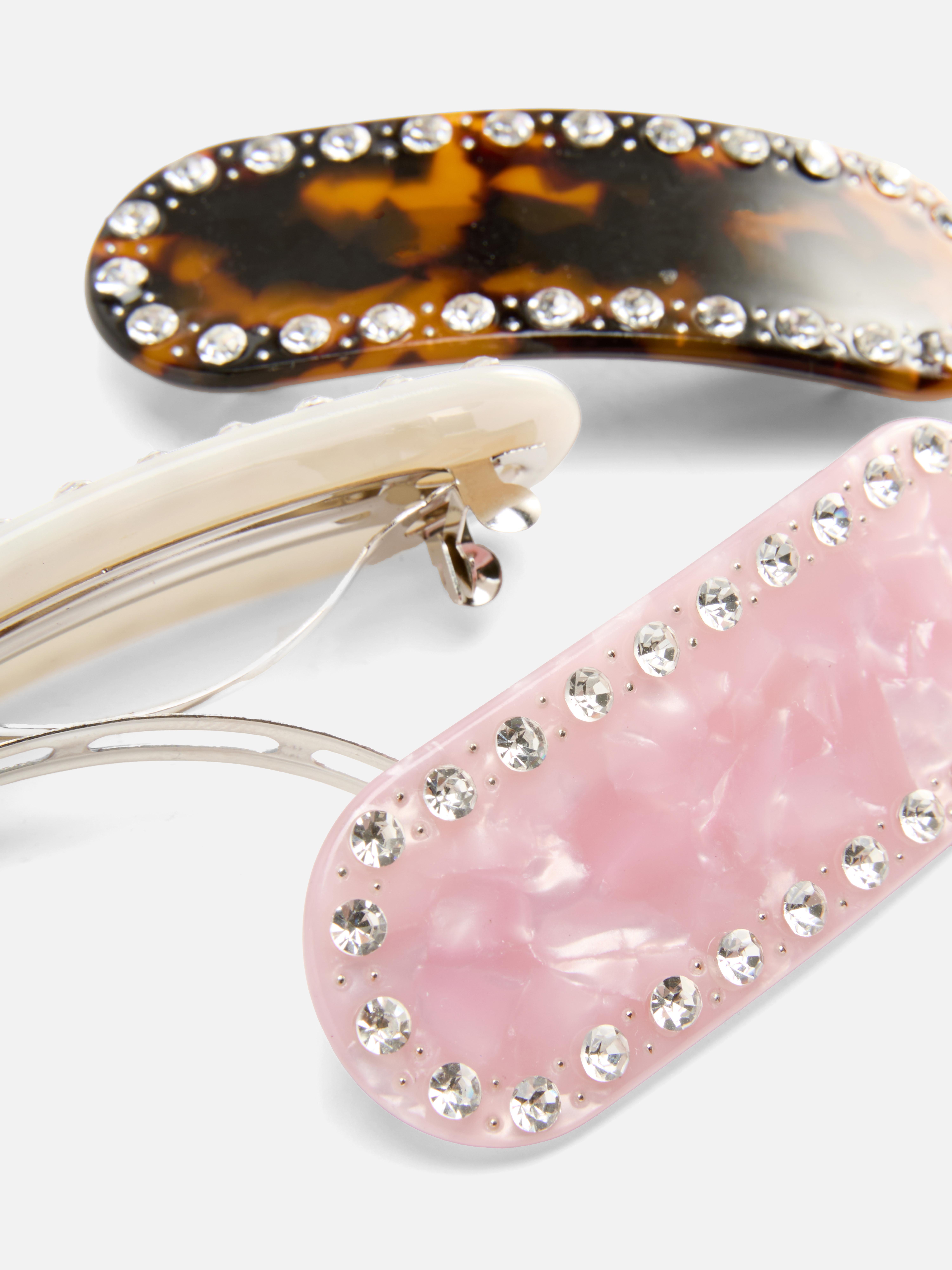Lot de 3 barrettes à strass