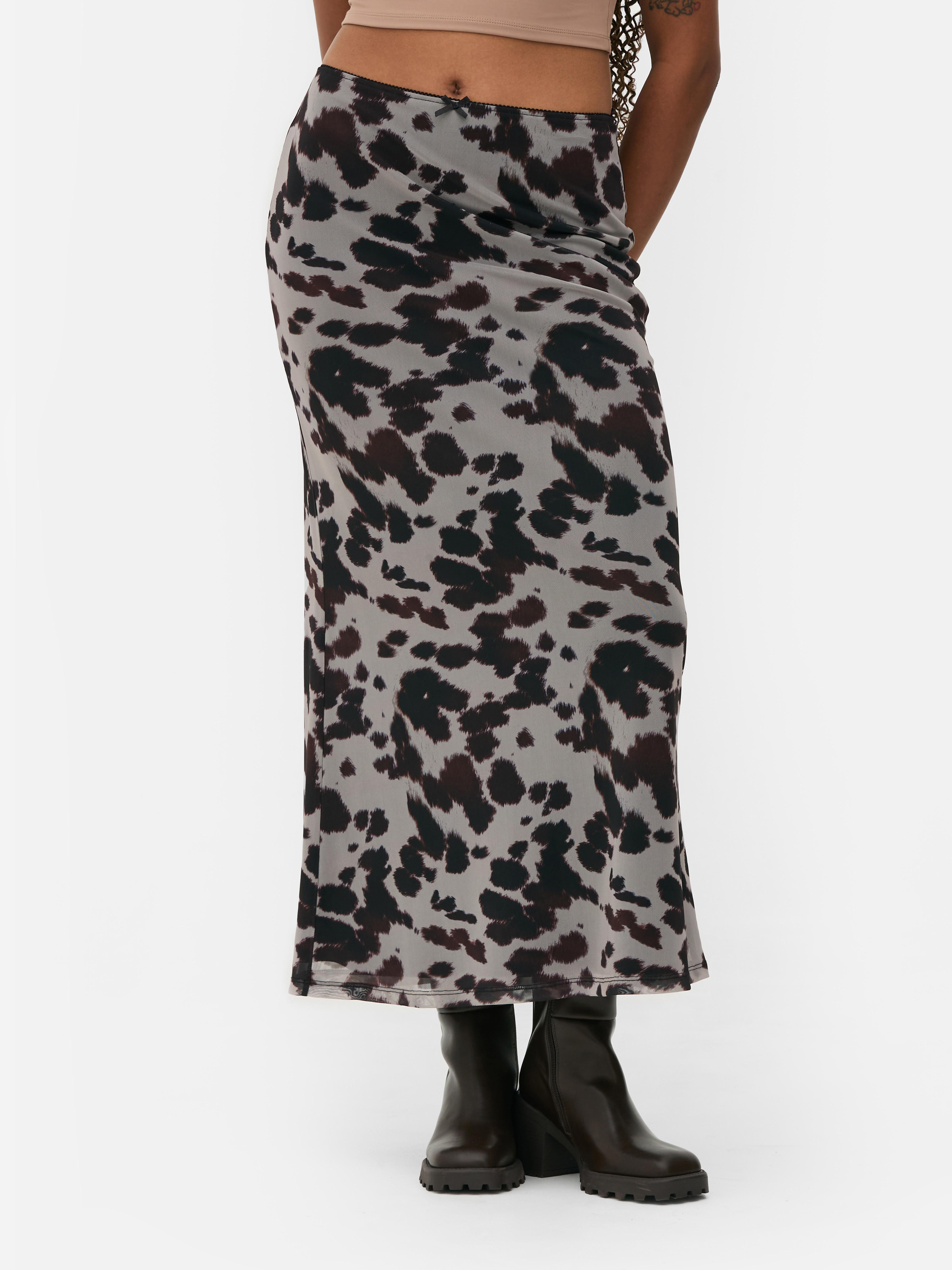 Mesh Print Midi Skirt