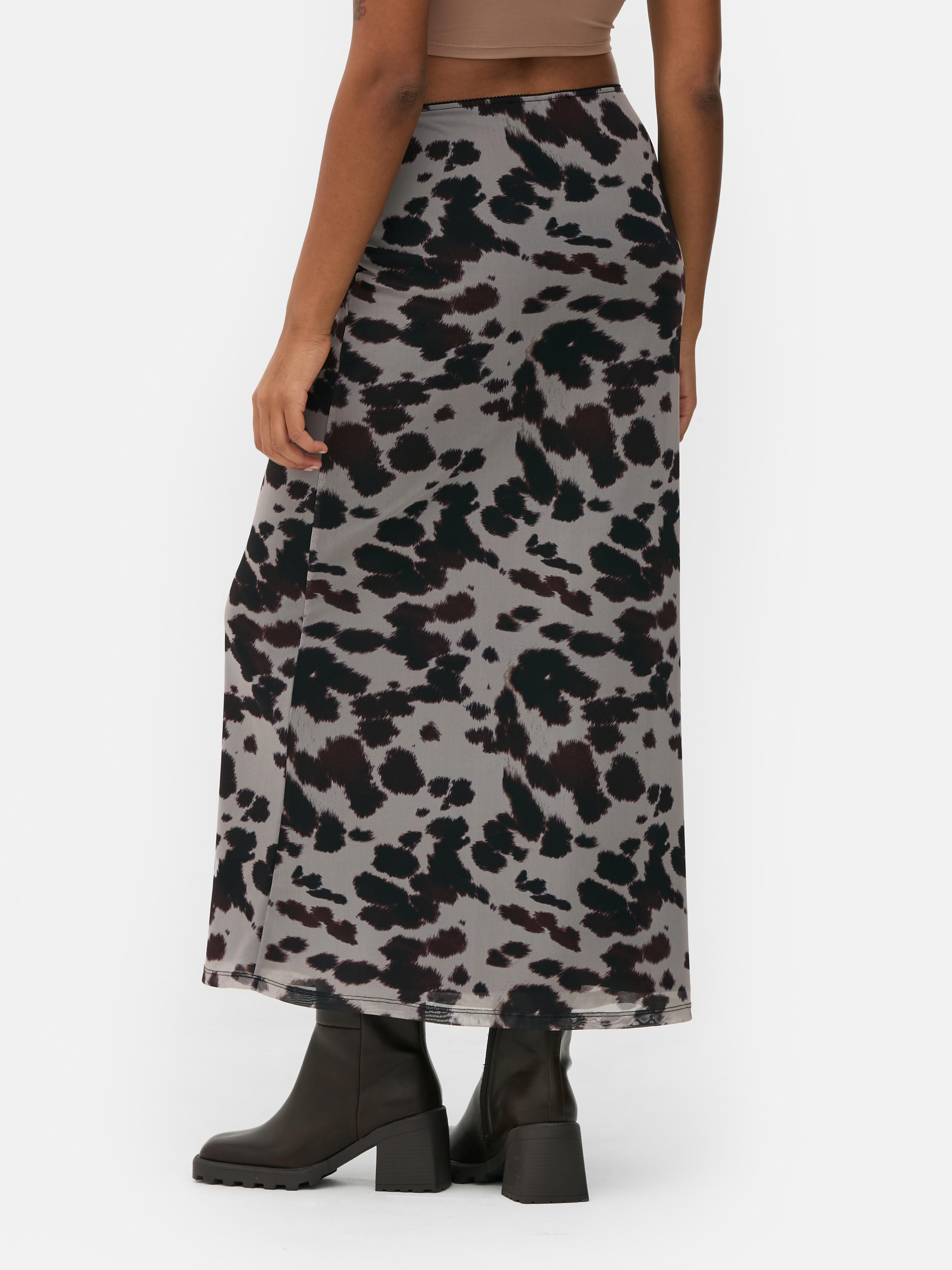Mesh Print Midi Skirt