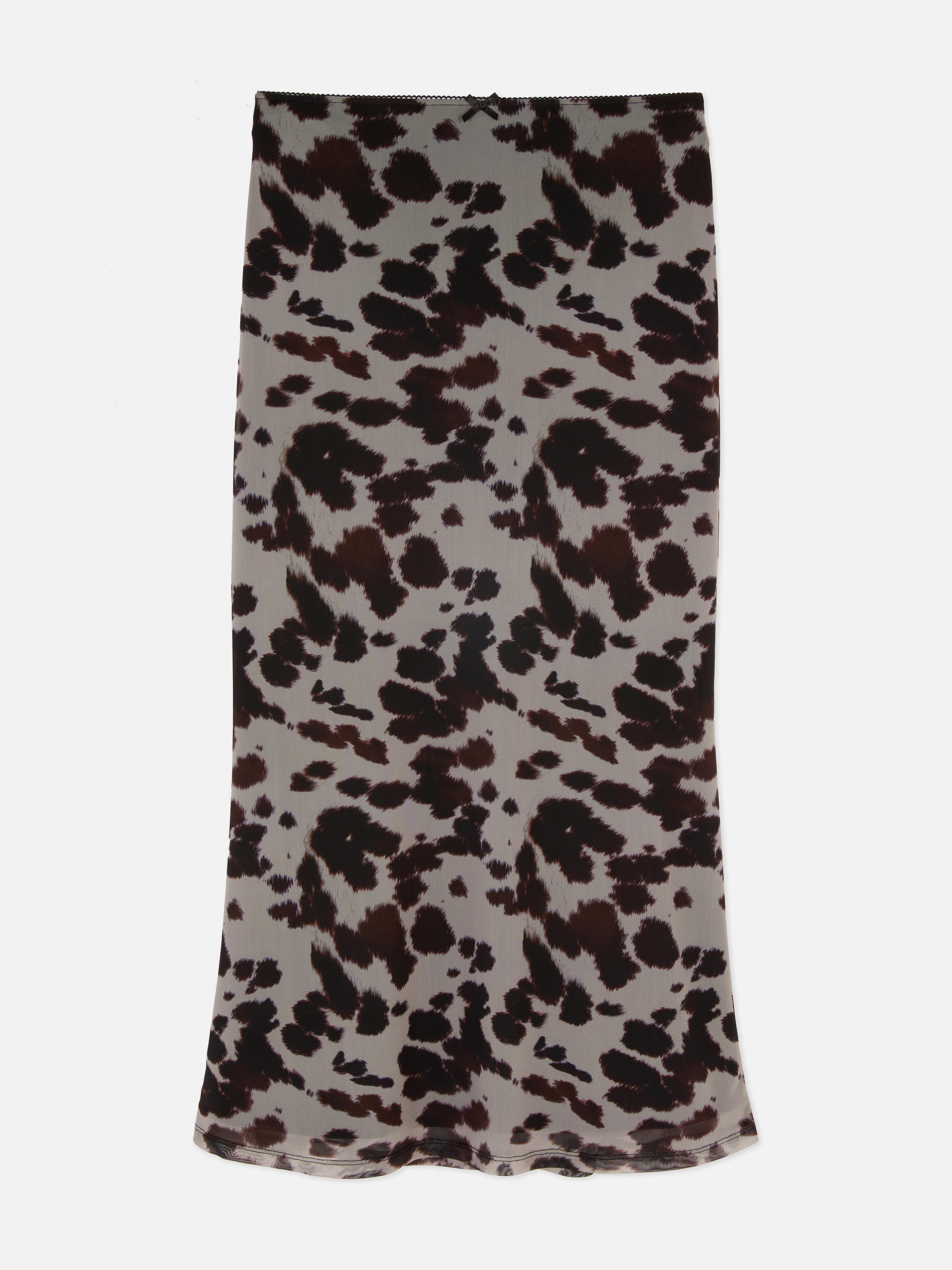 Mesh Print Midi Skirt