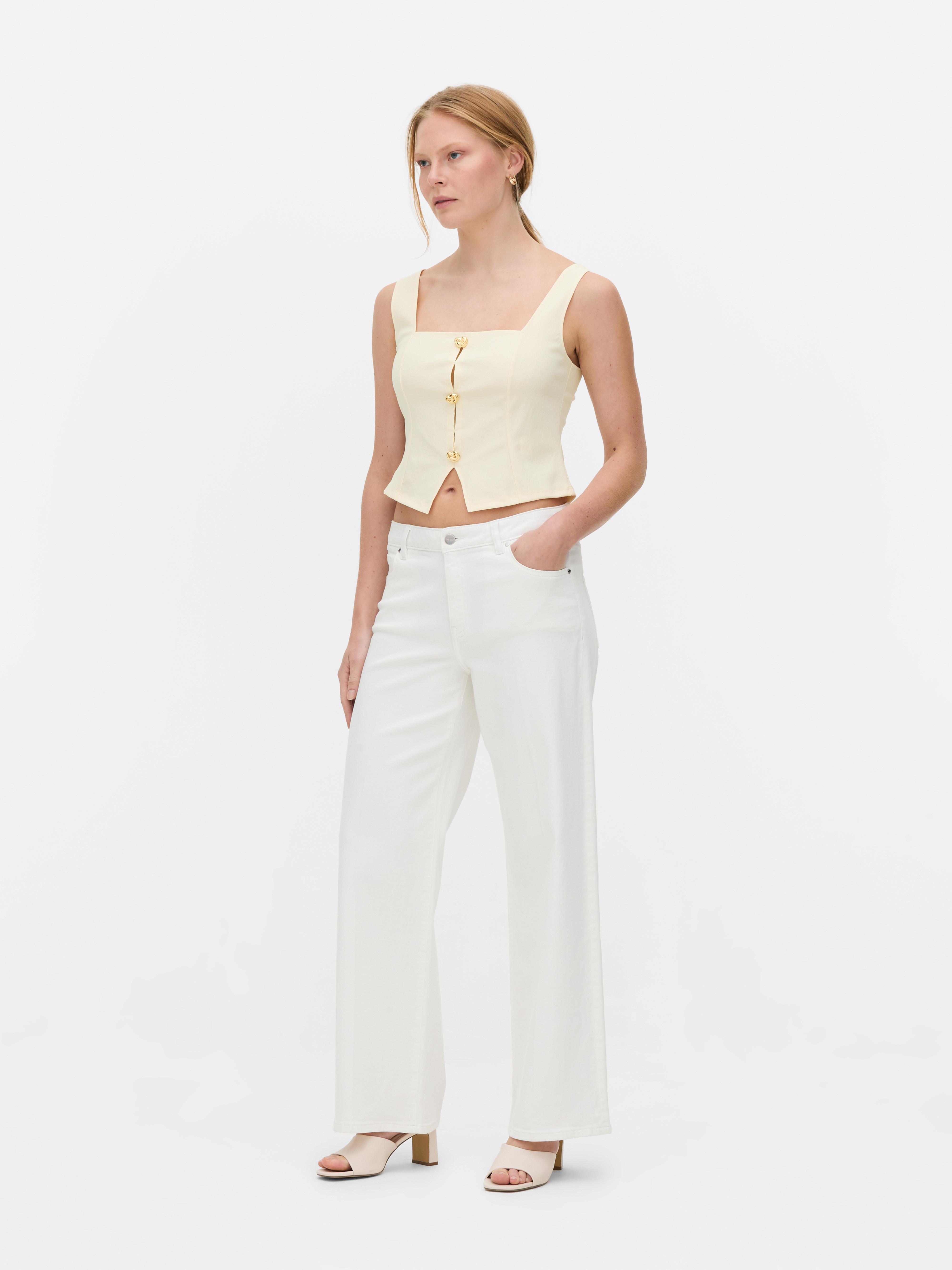 Sleeveless Button-Front Top