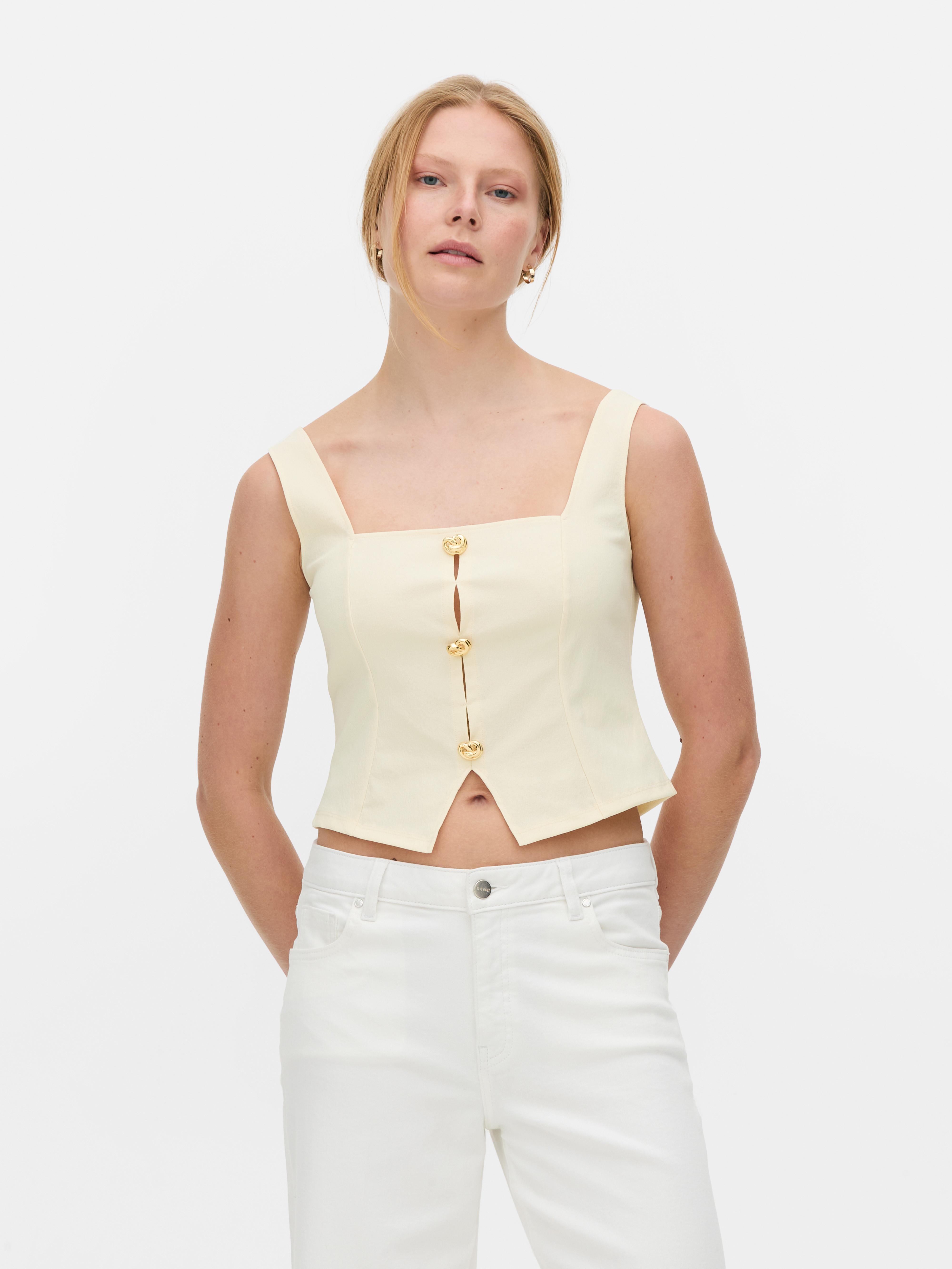 Sleeveless Button-Front Top