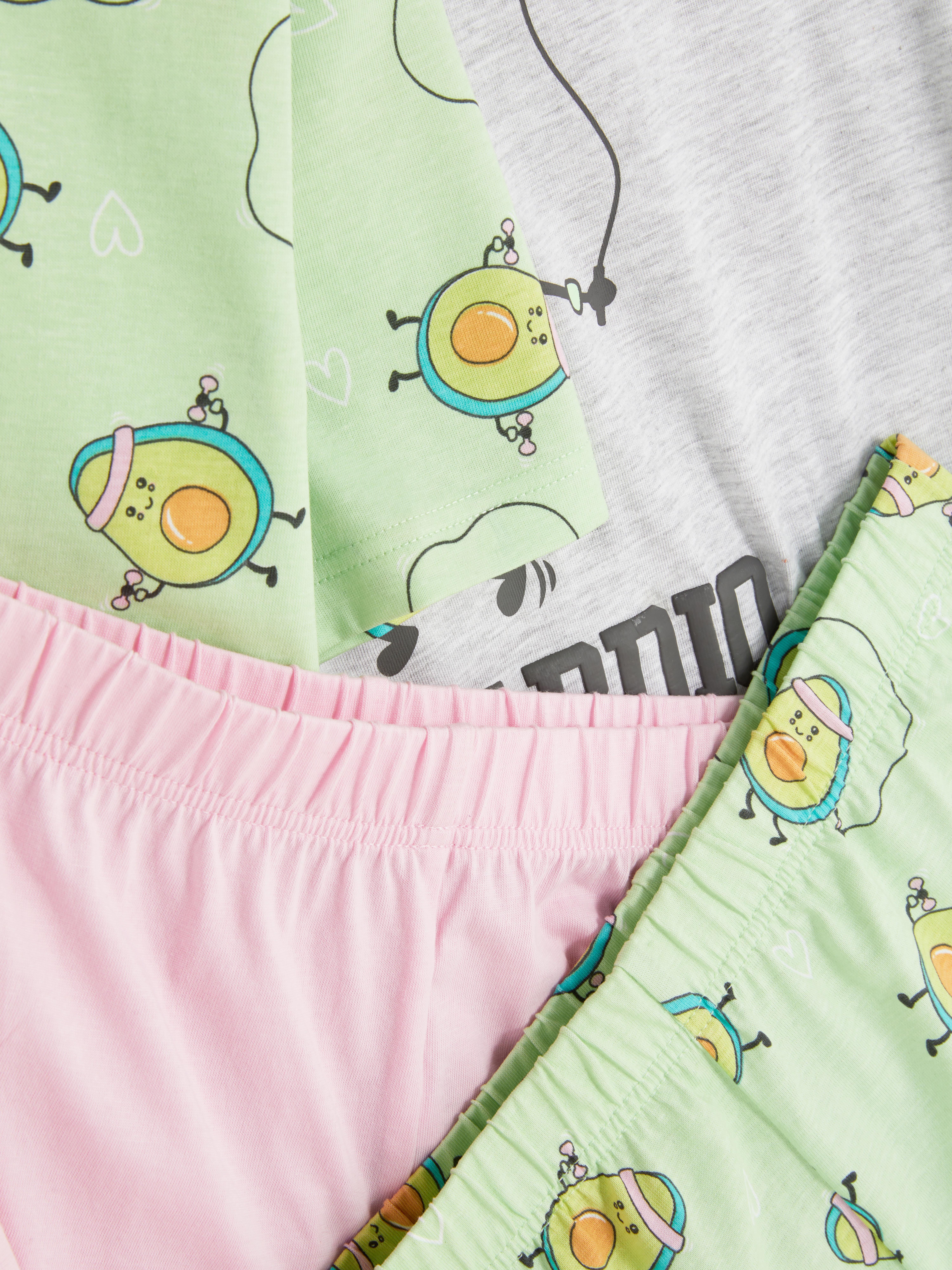 7-15 jr | Korte pyjama met avocadoprint, set van 2