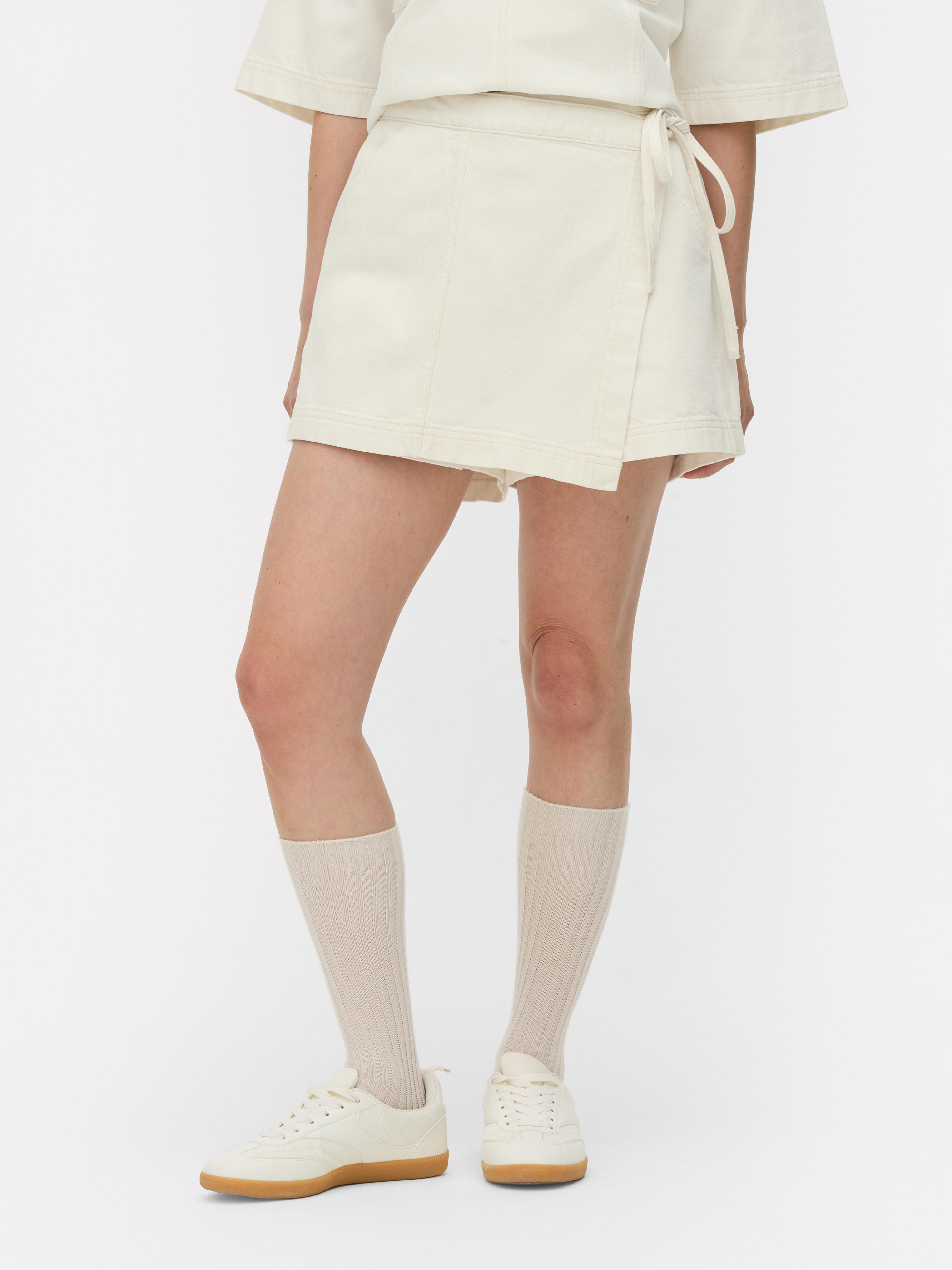 Tie Front Denim Skort